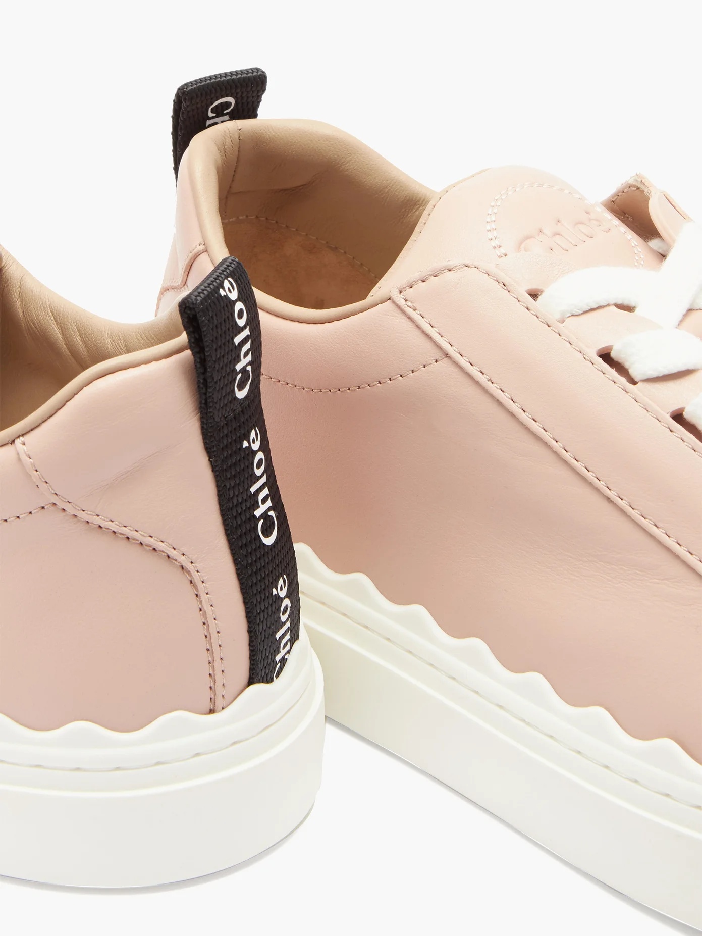 Lauren scalloped-edge leather trainers - 6