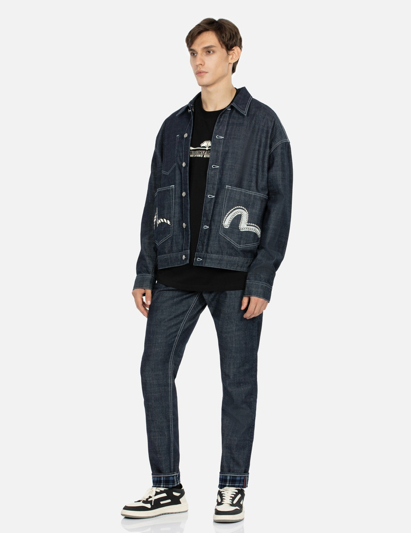 ROPE-PATTERN SEAGULL PRINT CARROT FIT DENIM JEANS #2017 4