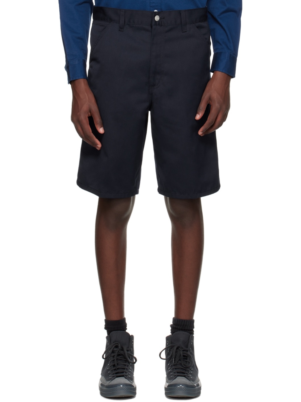 Navy Simple Shorts - 1
