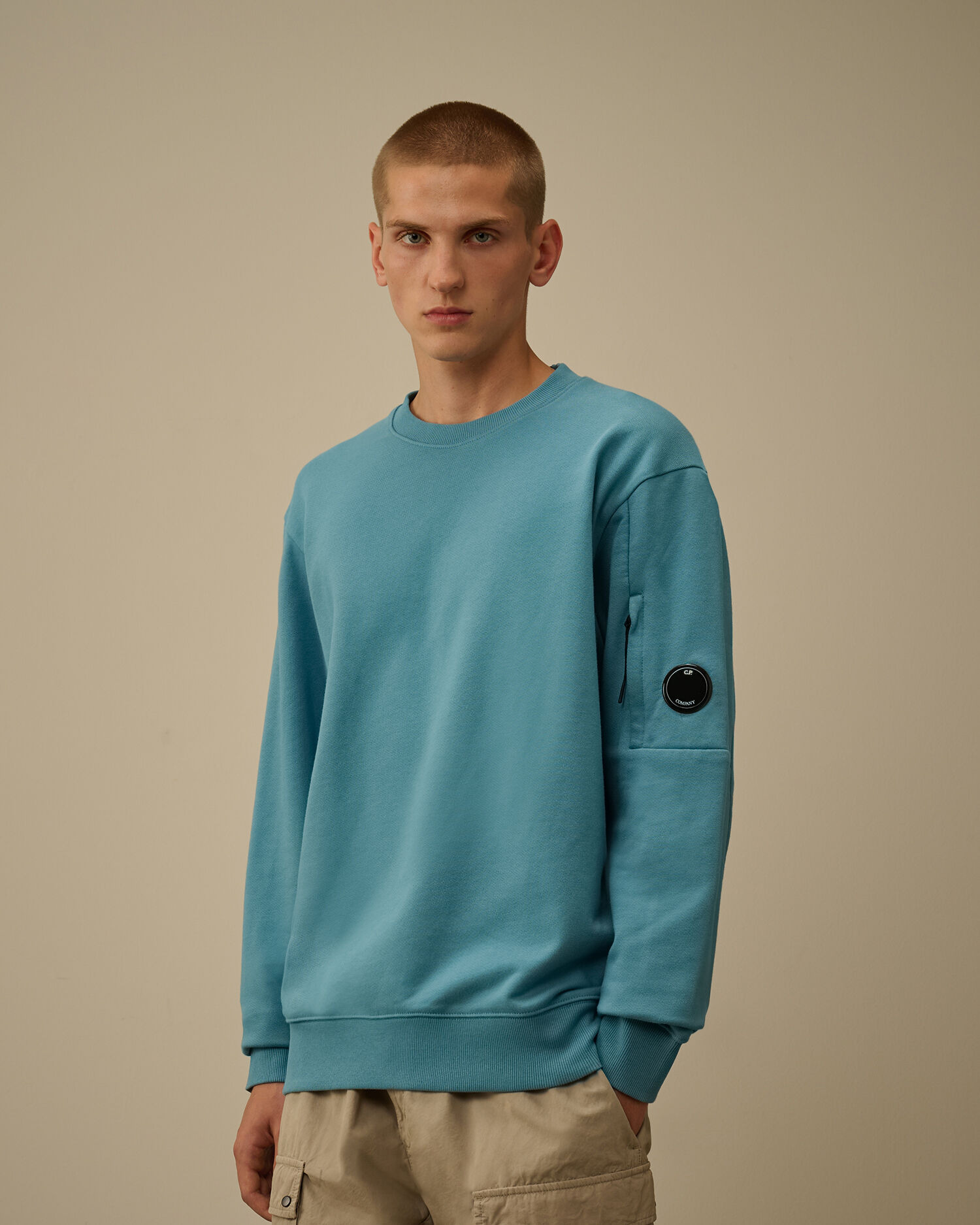 Diagonal Raised Fleece Crewneck Lens Sweatshirt - 3