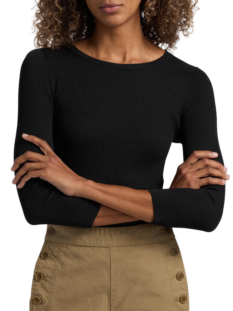 Women's Bijana Rib-Knit Silk Sweater - Black 6