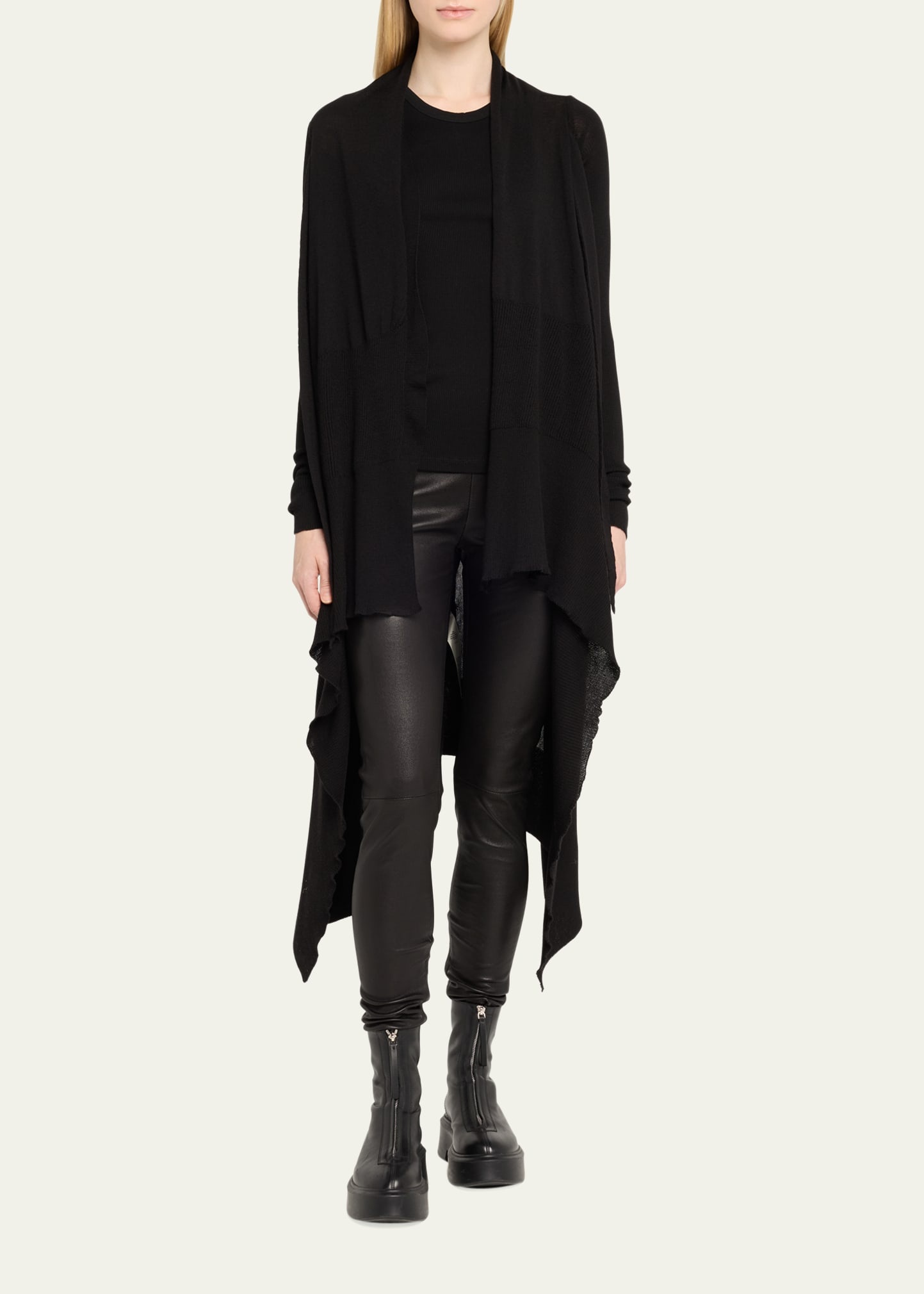 Tied Long Wrap Wool Cardigan Sweater - 2
