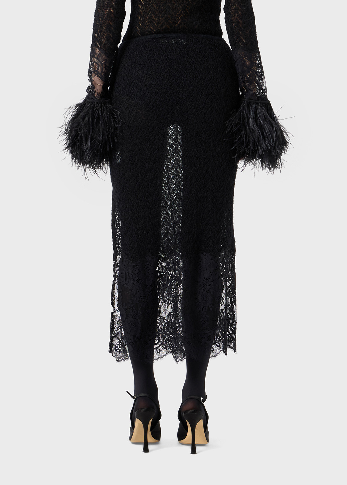 KNITTED MIDI SKIRT WITH LACE - 4