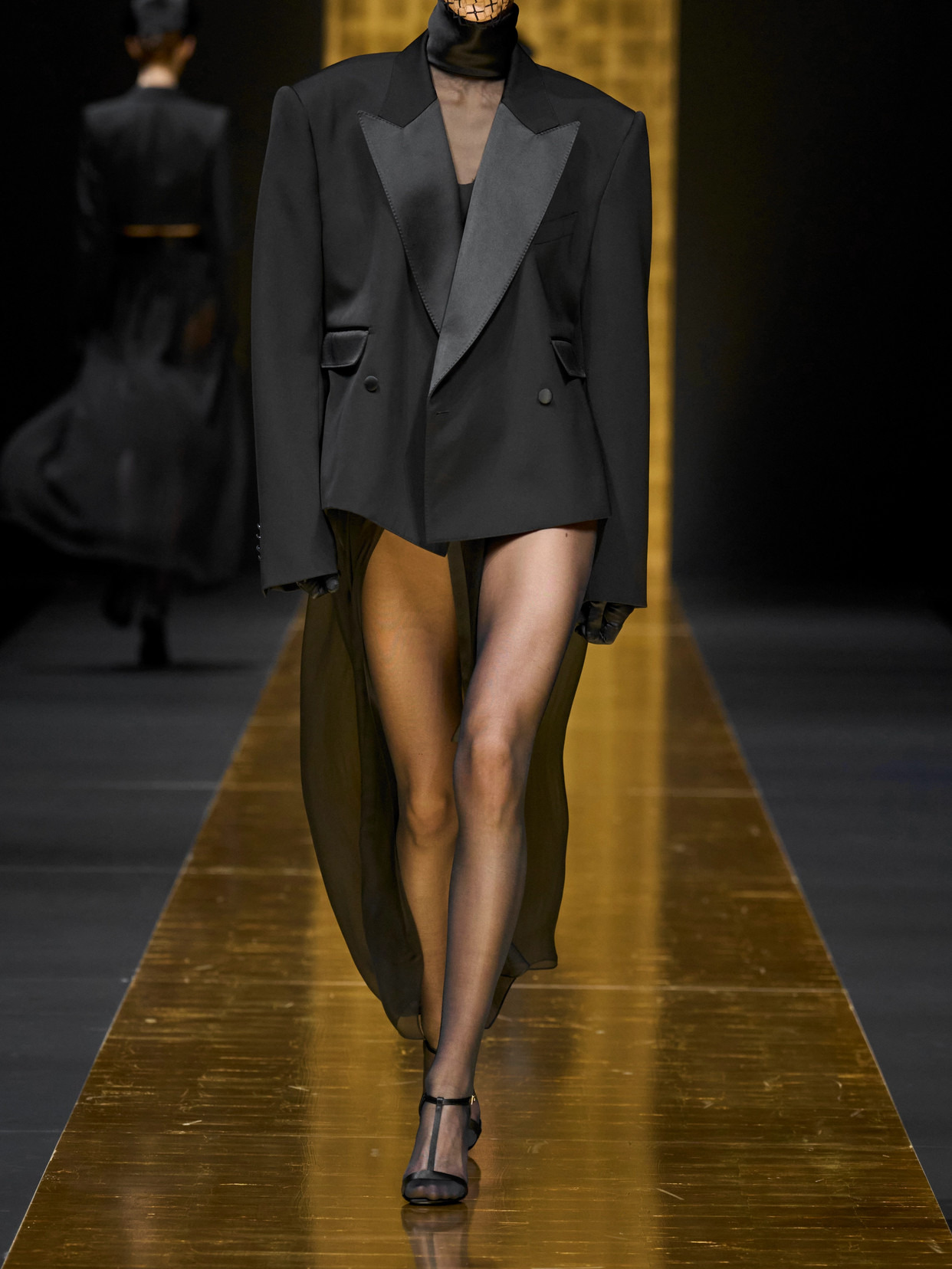 Double-breasted Satin-trimmed Wool-blend Blazer - 5