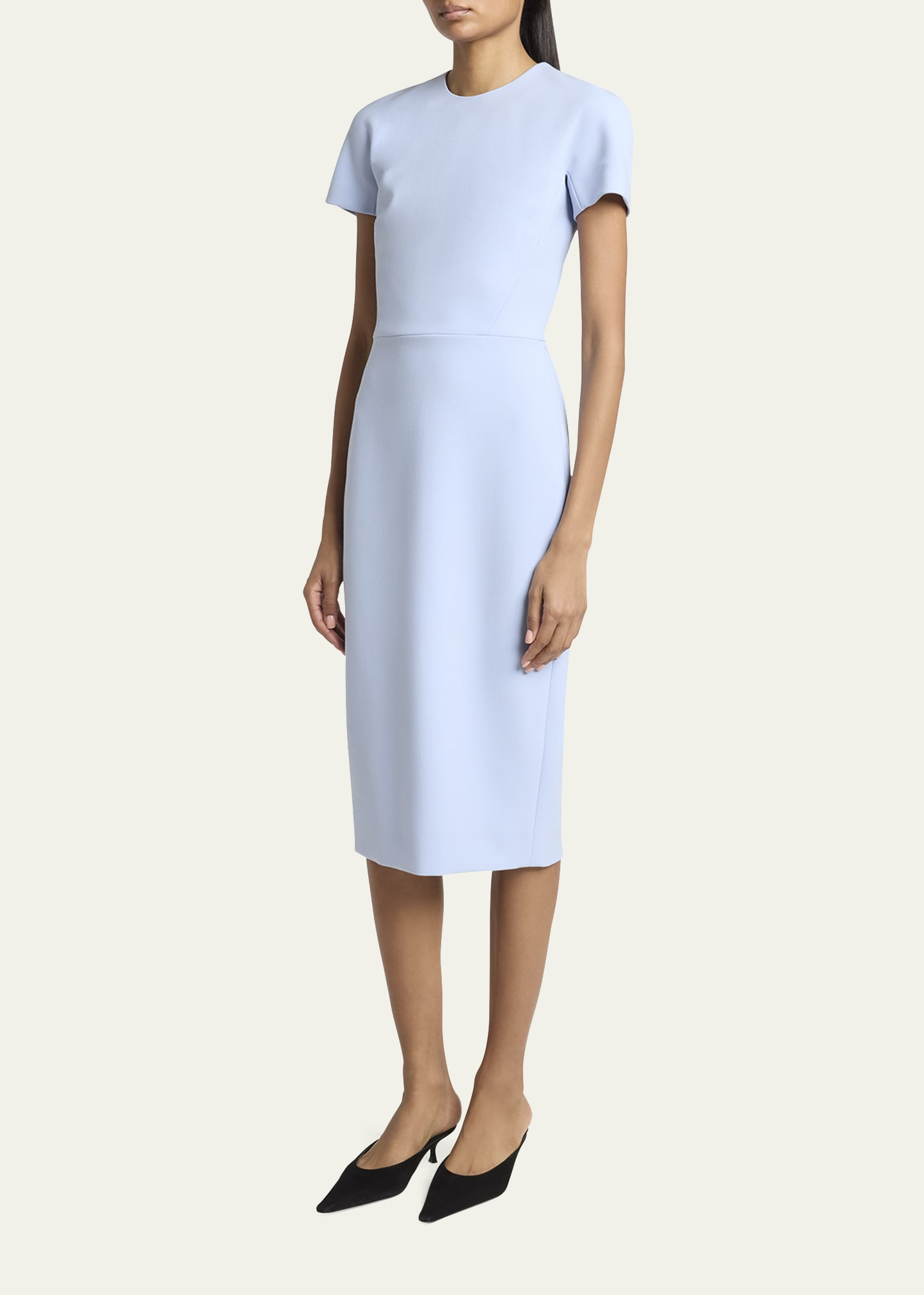 Fitted Wool Blend T-Shirt Dress - 4