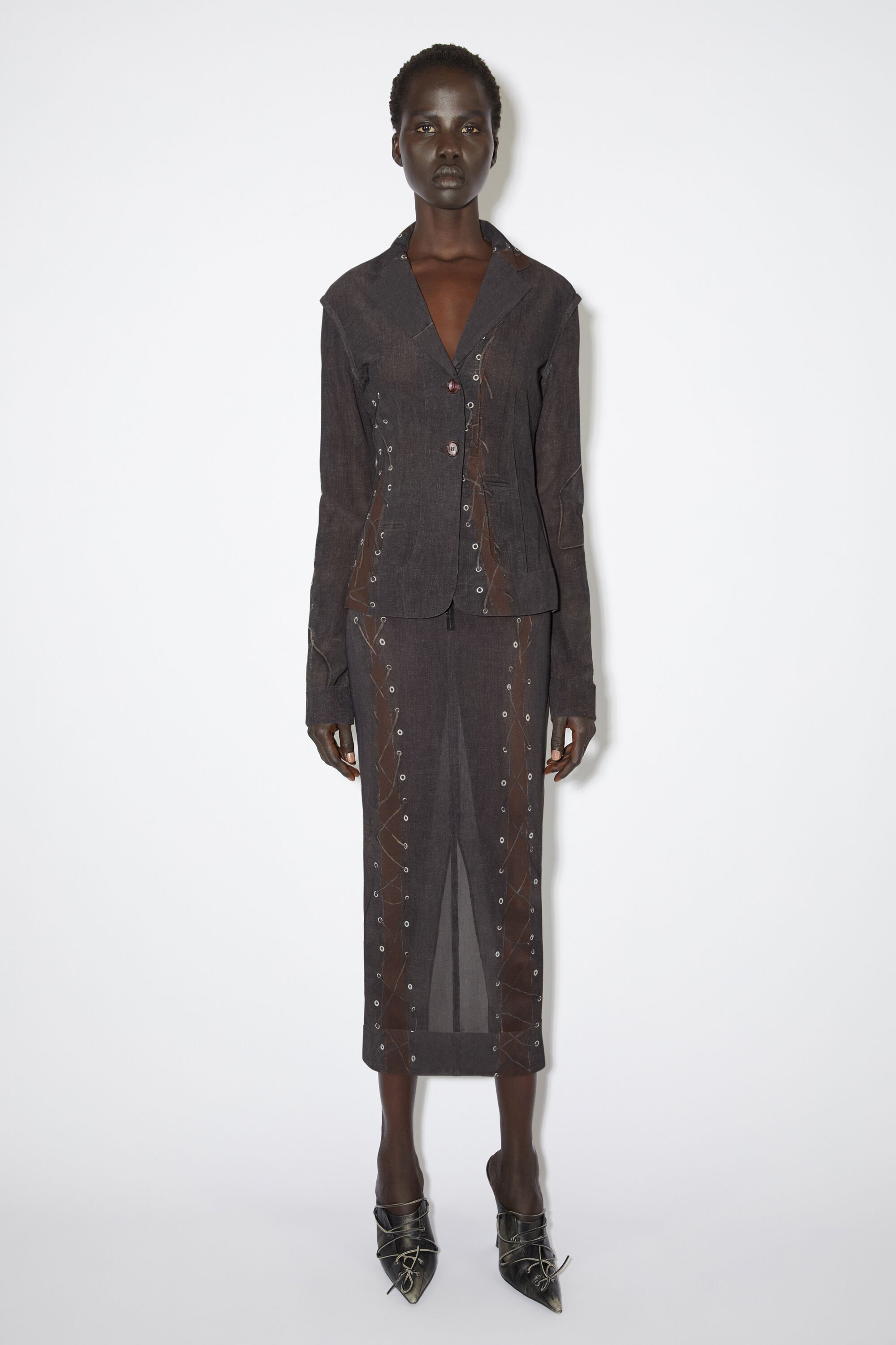 Fitted fit suit jacket - Dark brown - 2