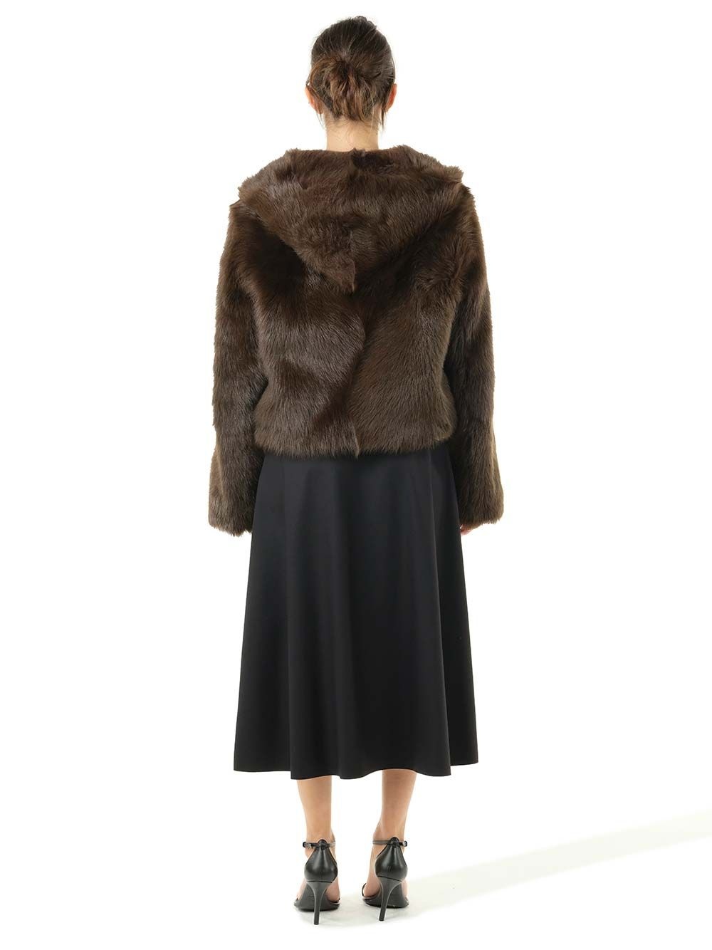 Shearling Hooded Jacket Coats Brown - 4