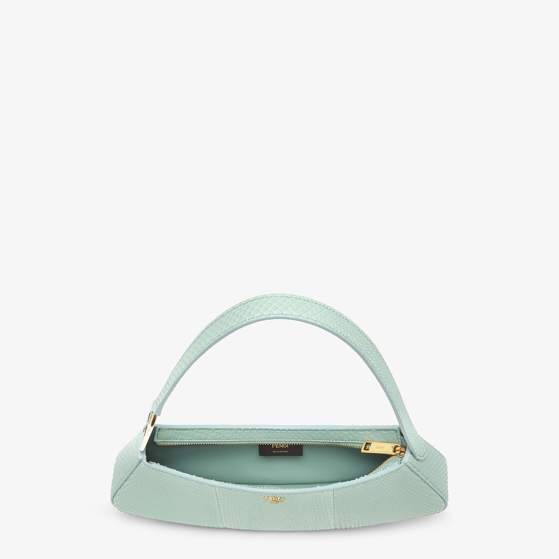 Mint green python leather pouch - 4