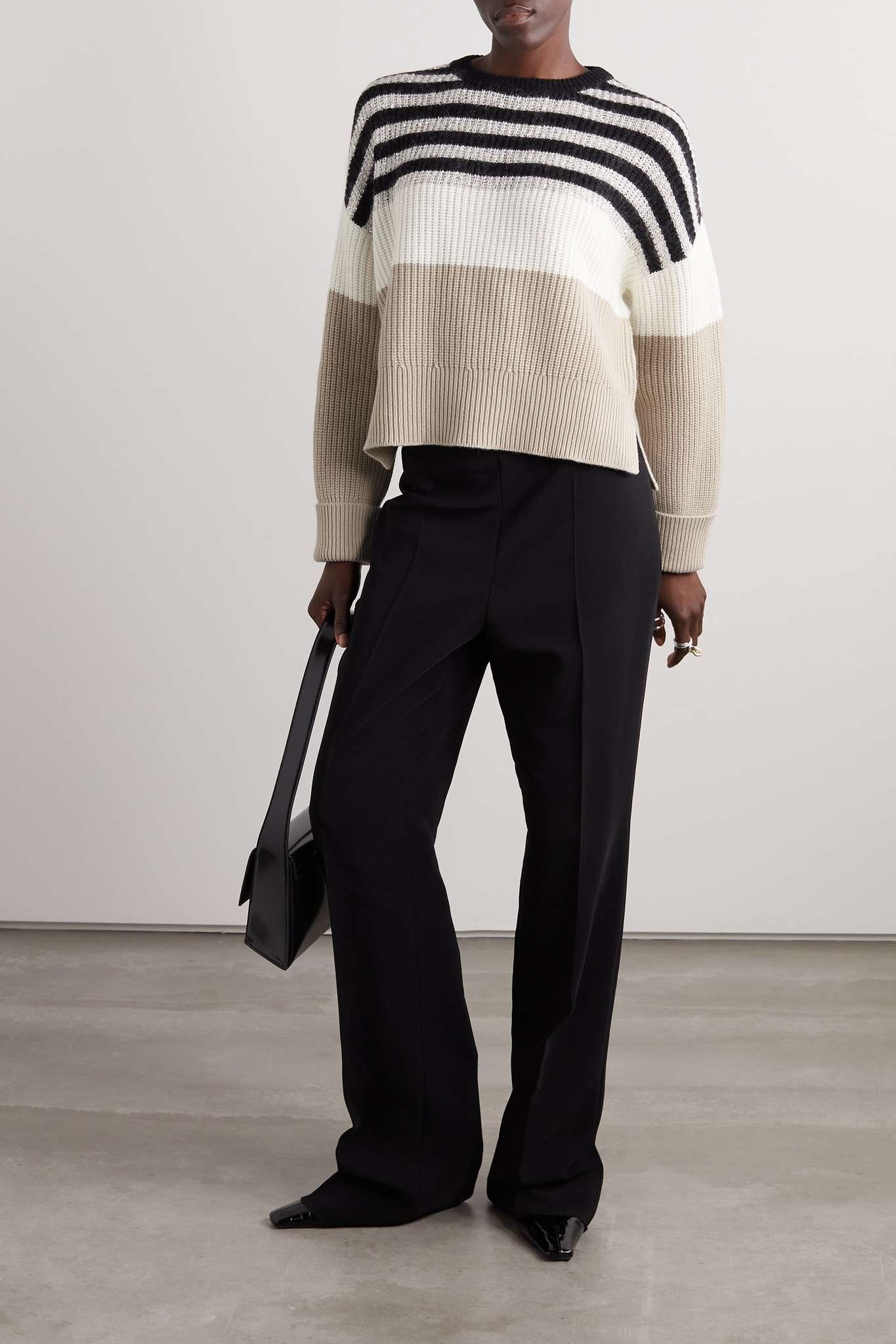 Striped sequin-embellished wool, cashmere and silk-blend sweater - 2