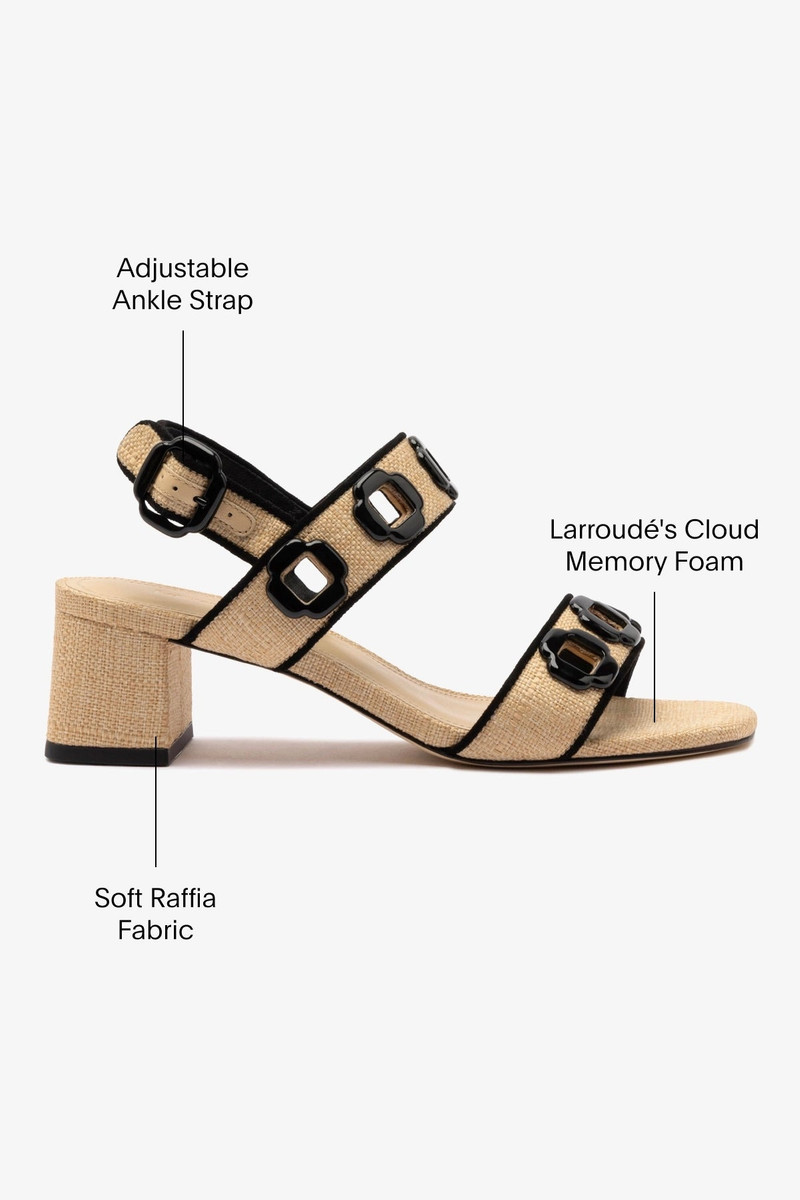 Milan Sandal In Beige Raffia and Black Trimming 5