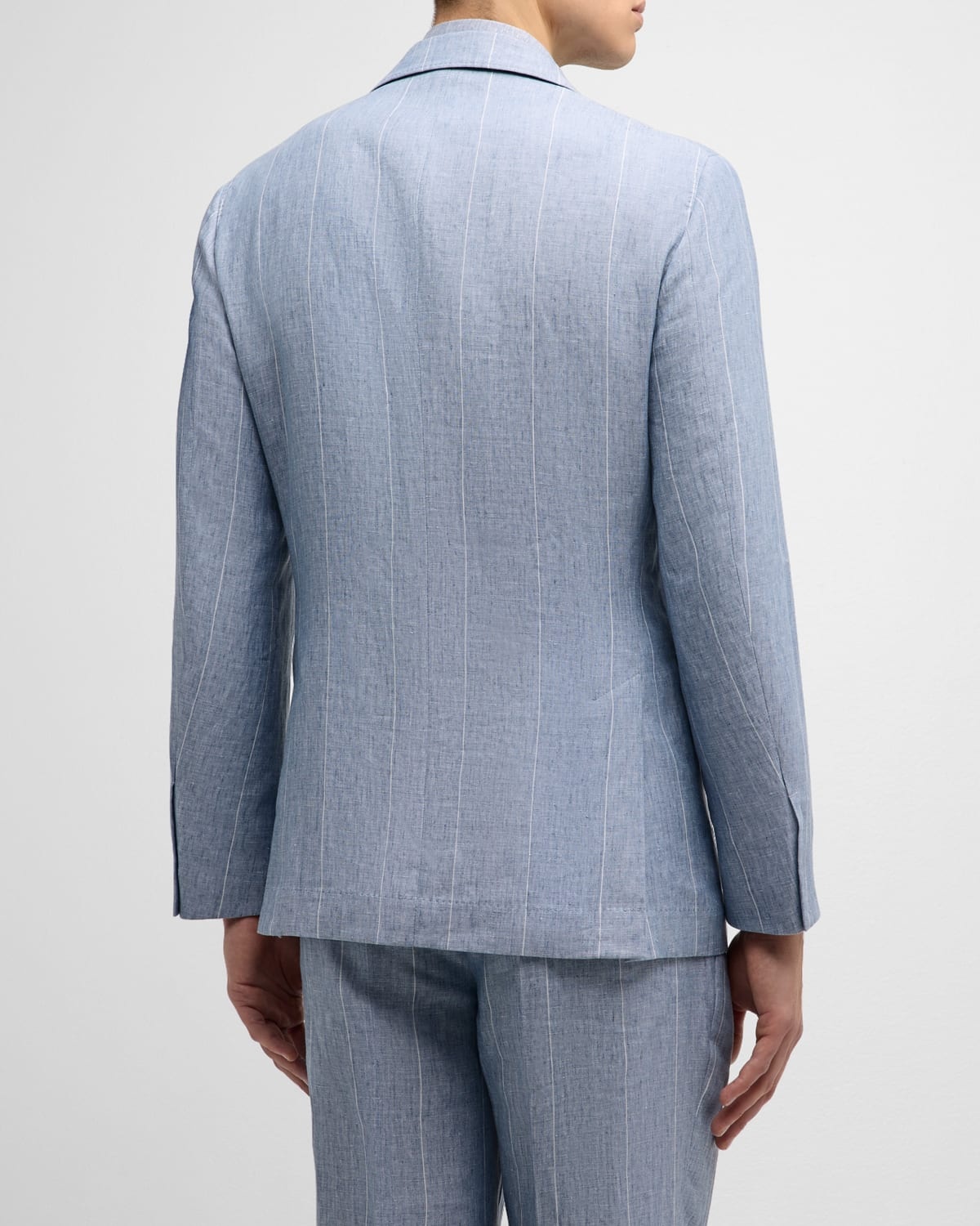 Men's Linen Wide Stripe Three-Button Suit - 6