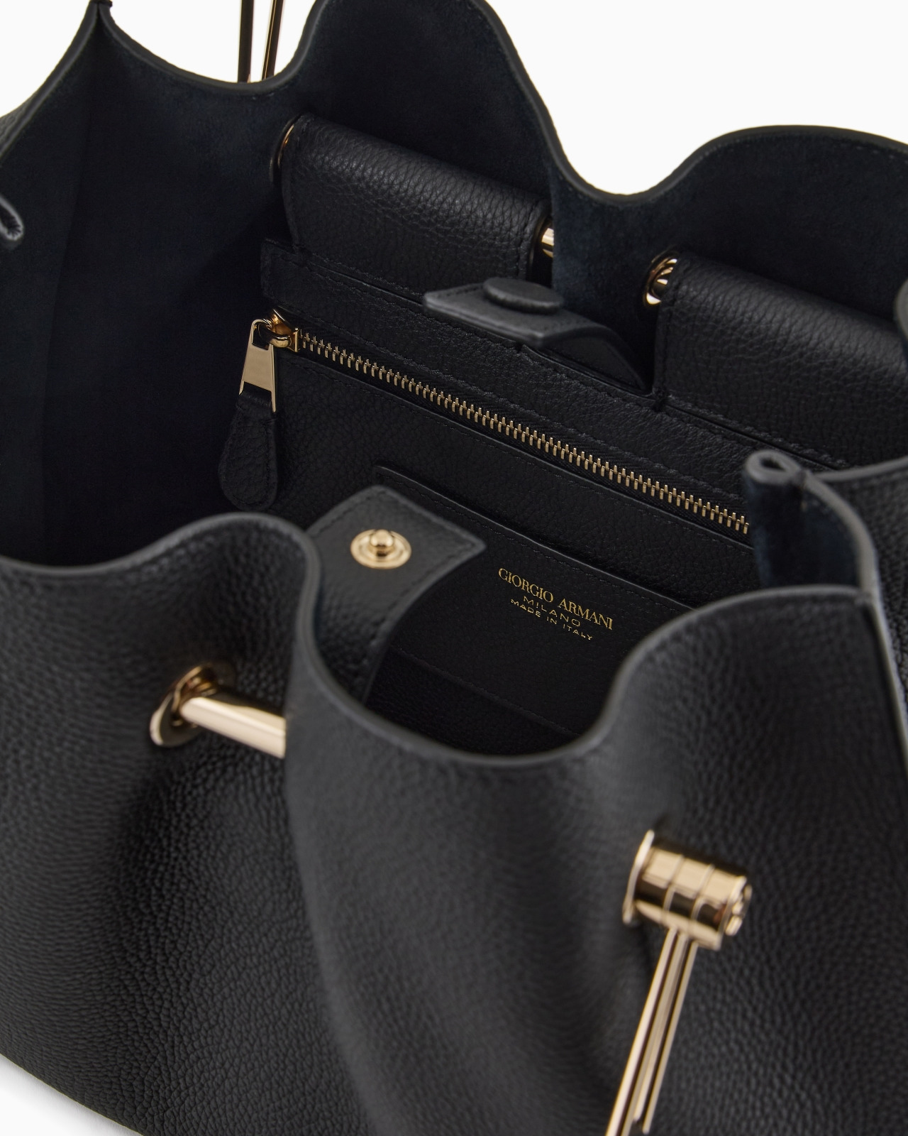 SMALL PEBBLED-LEATHER SHOPPER BAG - 4