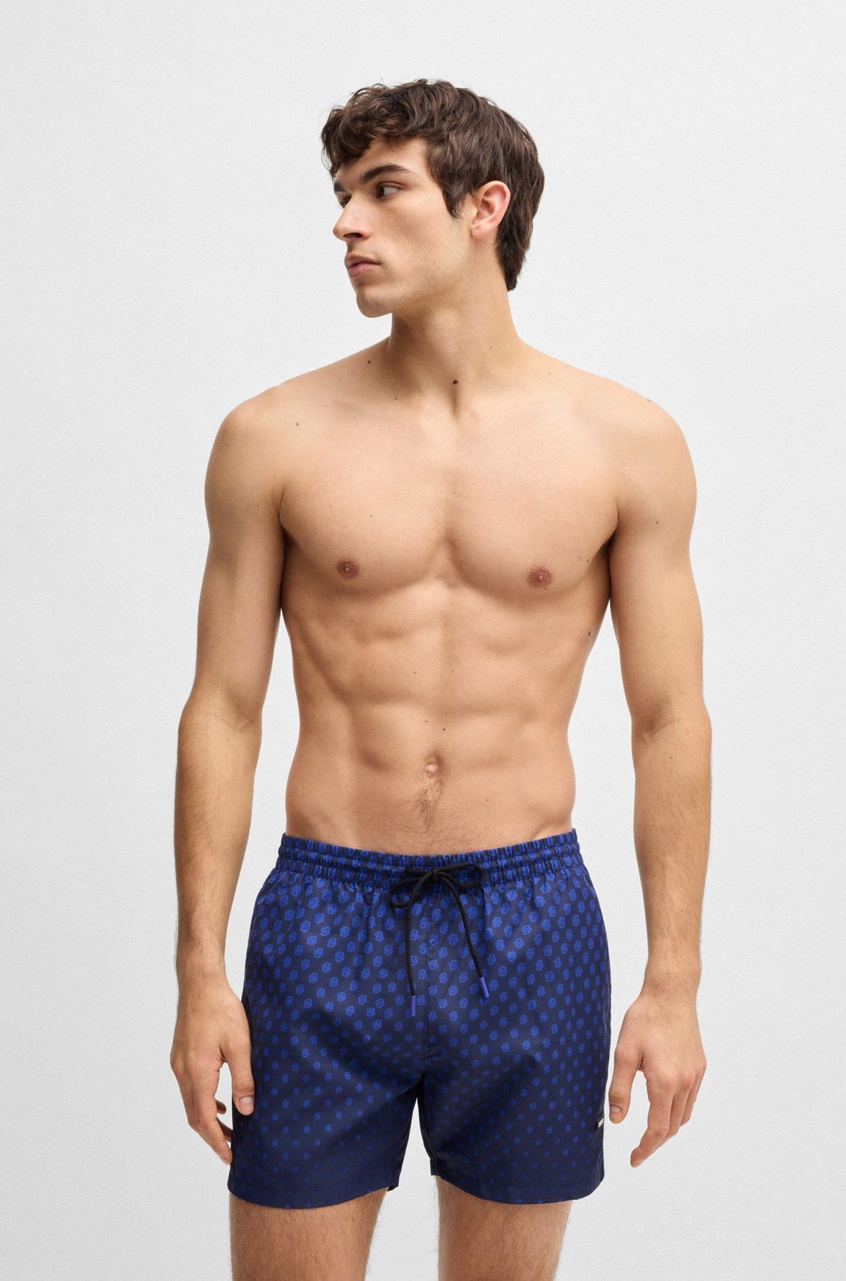 PRINTED SWIM SHORTS WITH LOGO DETAIL - 2