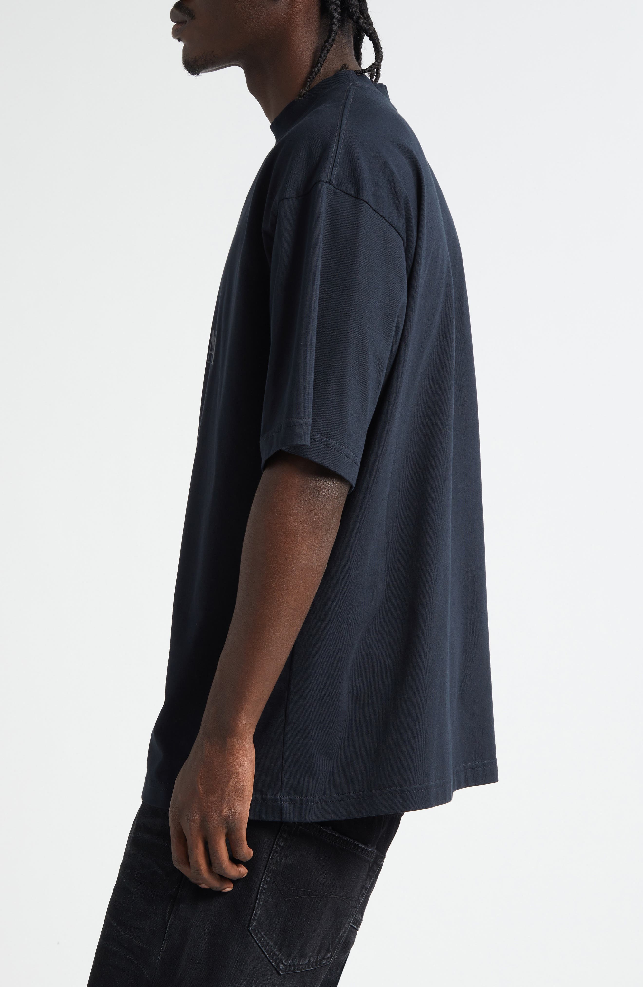 Balenciaga Medium Fit Nano BB Logo Graphic T-Shirt in Faded Black at Nordstrom - 4