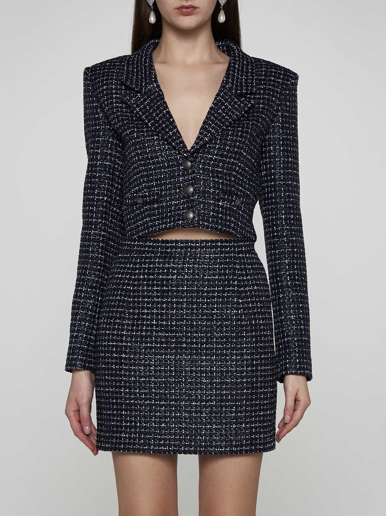 Sequin check tweed crop blazer - 3