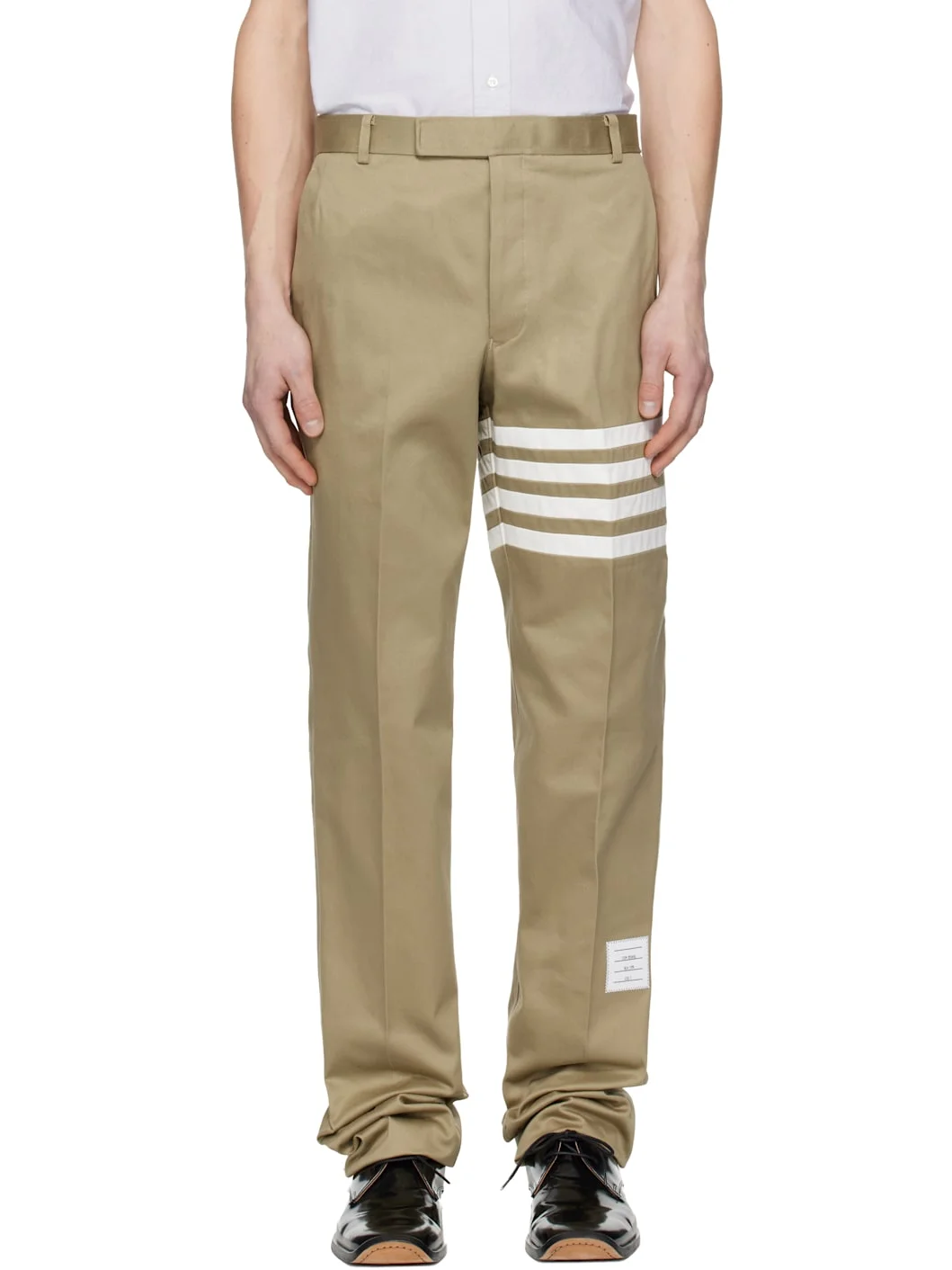 Beige Cotton Twill 4-Bar Unconstructed Chino Trousers - 1