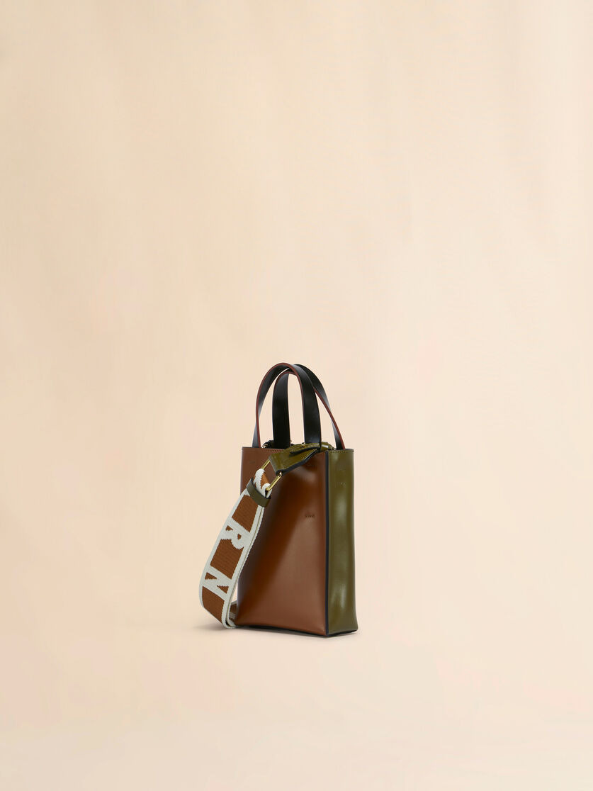 DEEP GREEN BROWN AND BLACK LEATHER MUSEO NANO BAG - 3