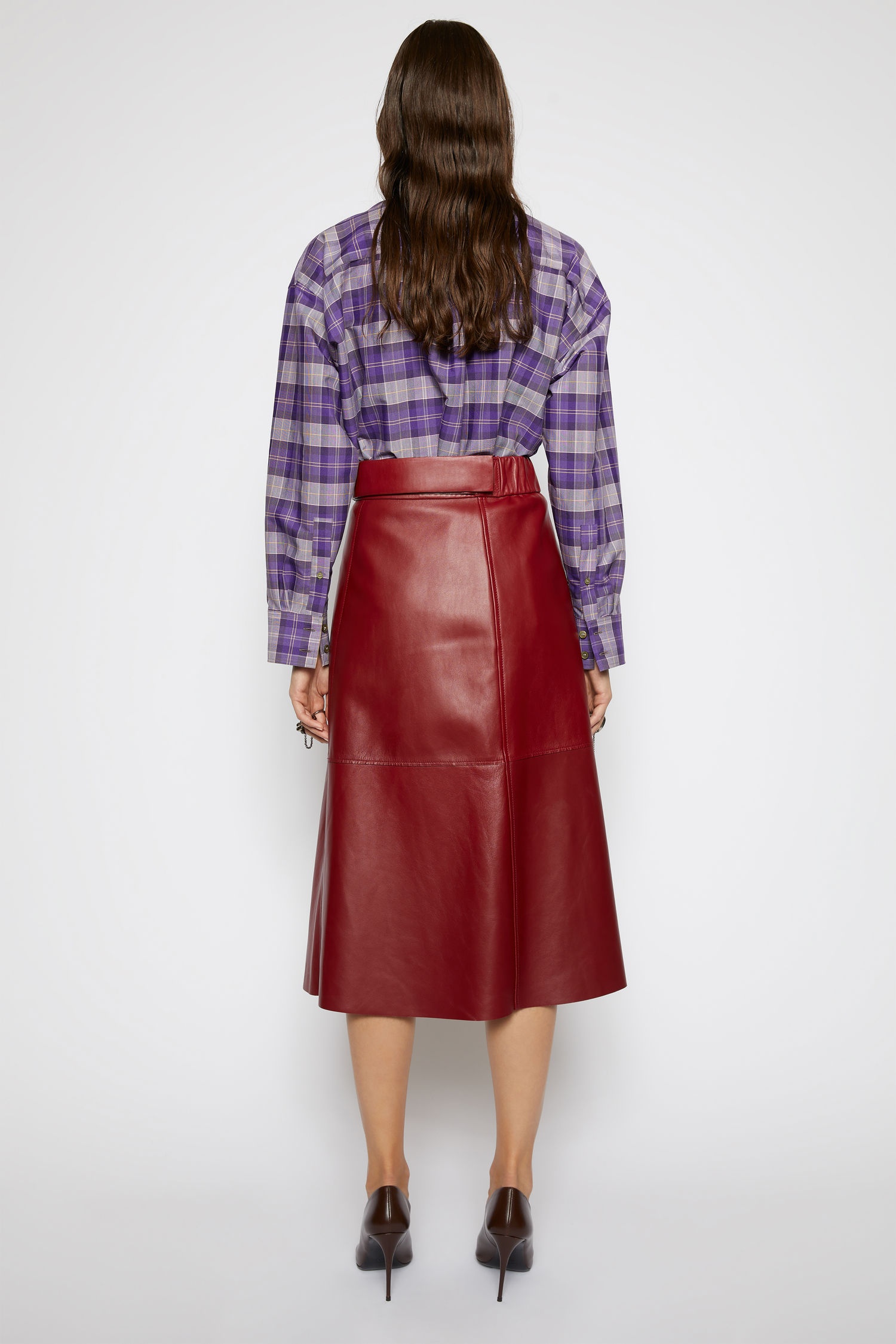 Leather wrap skirt wine red - 4