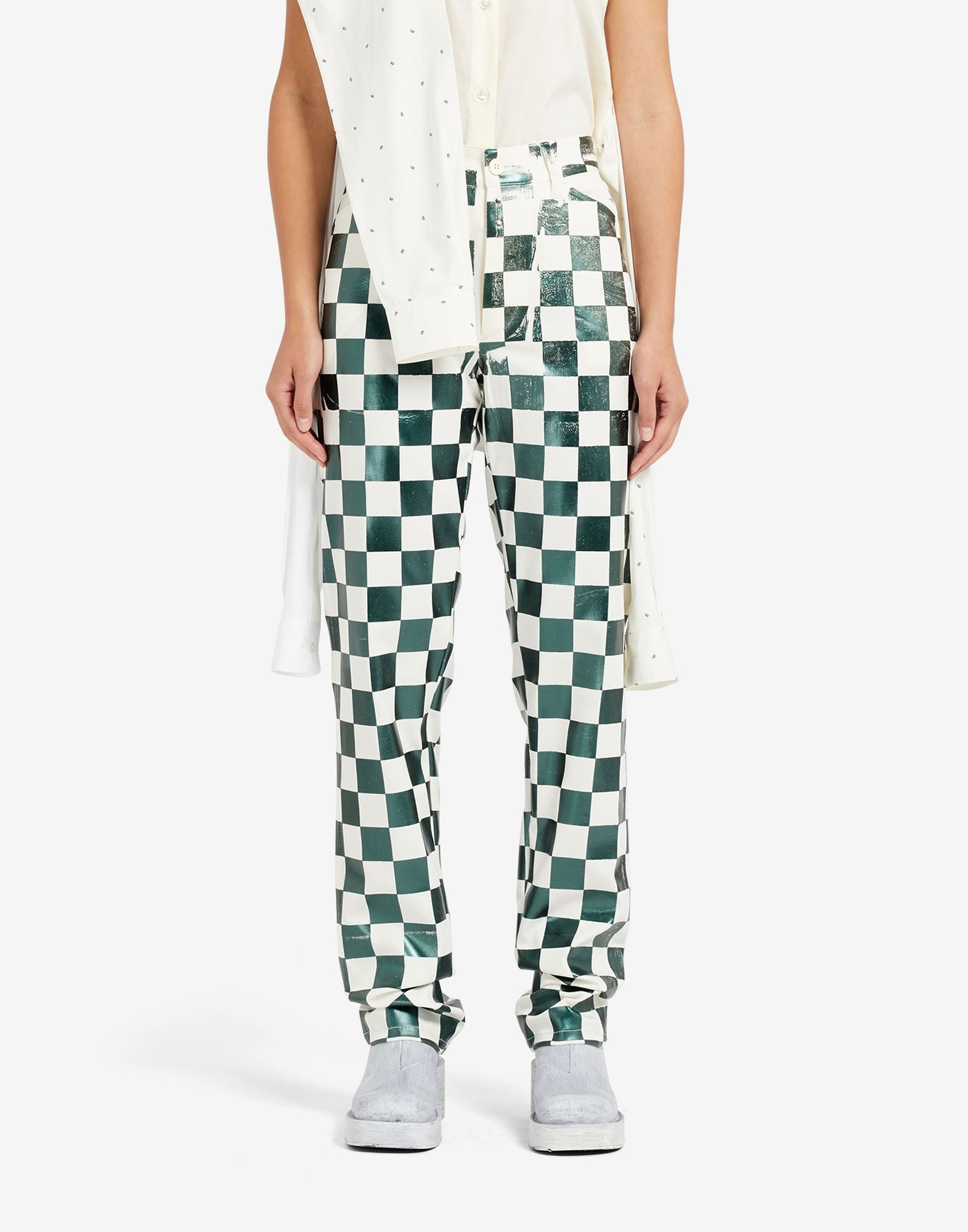 Mylar check print five-pocket pants - 5