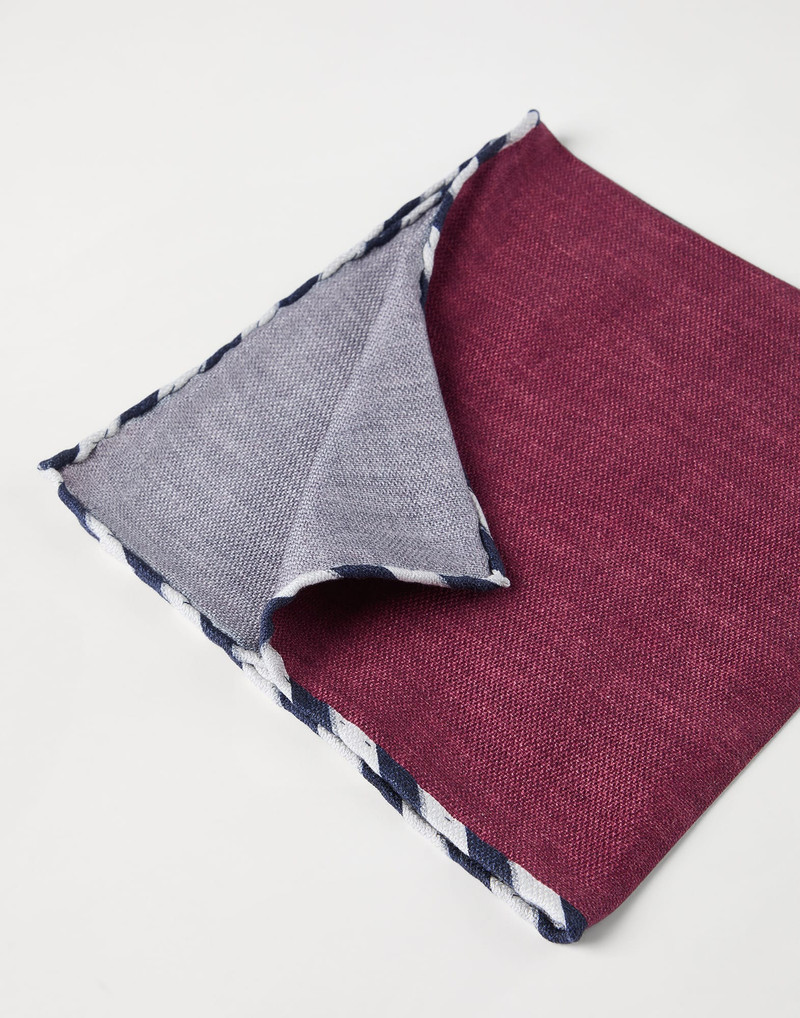 Brunello Cucinelli Silk pocket square with striped border outlook
