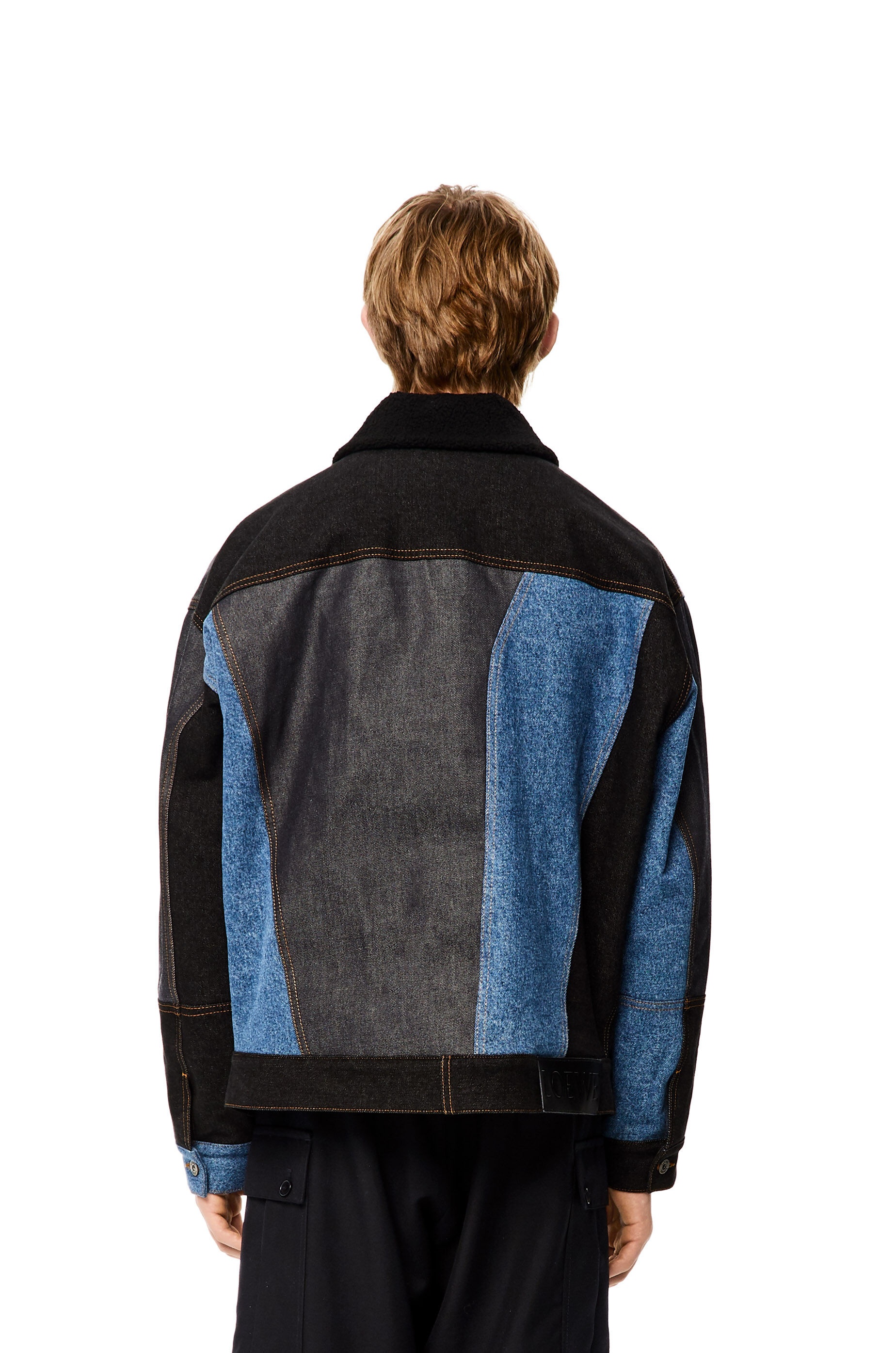 Jacket in patchwork denim and shearling - 4