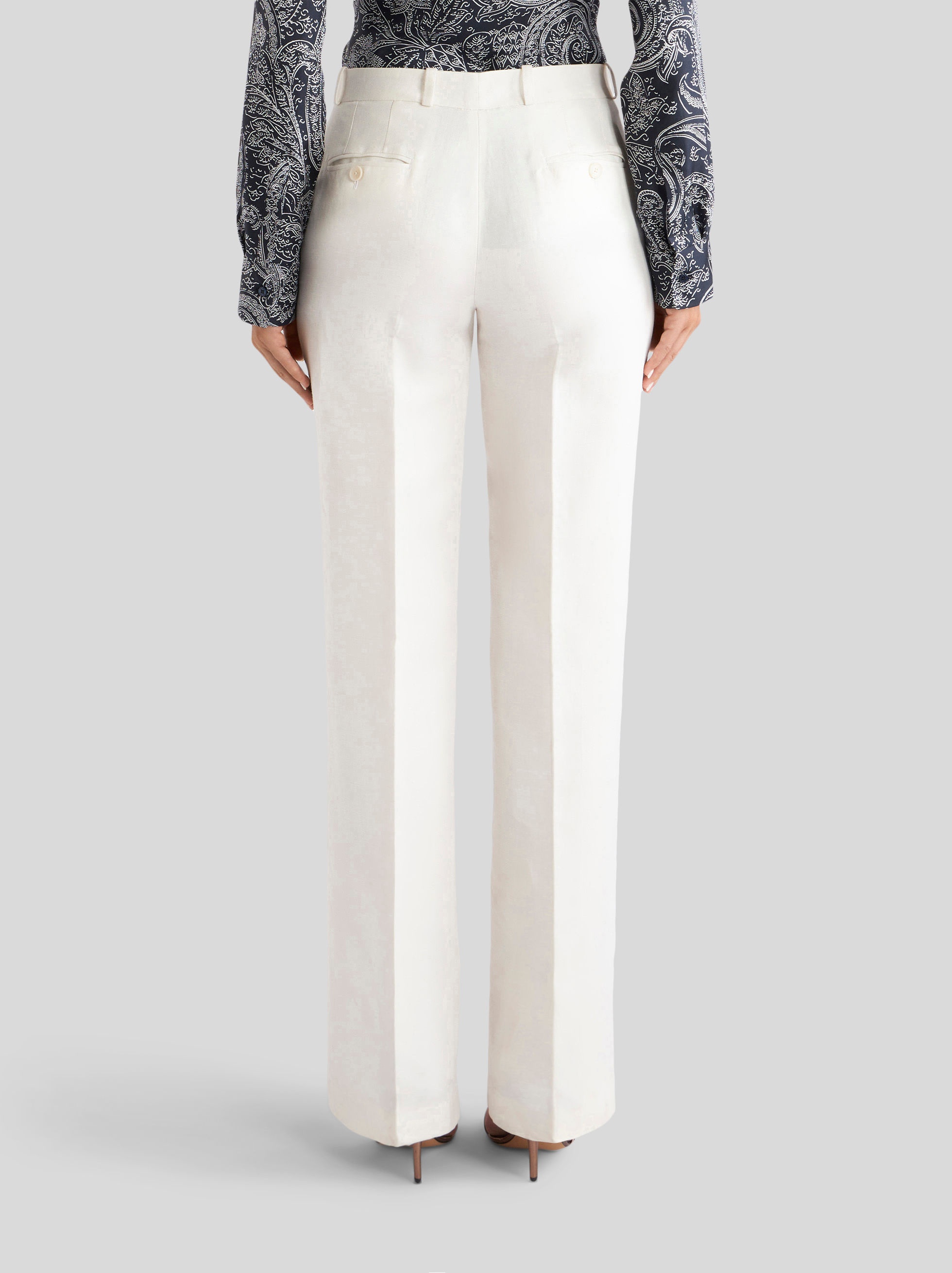 TAILORED LINEN AND SILK TROUSERS - 4