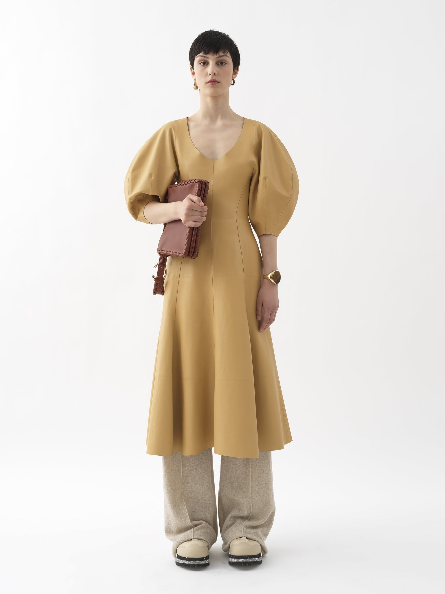 BALLOON-SLEEVE MIDI DRESS - 2