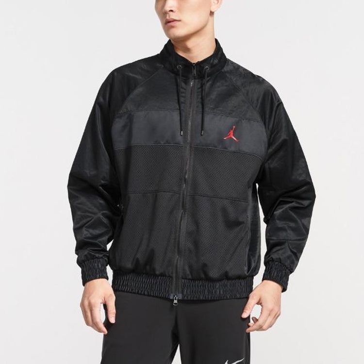 Air Jordan Stand Collar Logo Casual Woven Sports Jacket Black AV1303-011 - 3