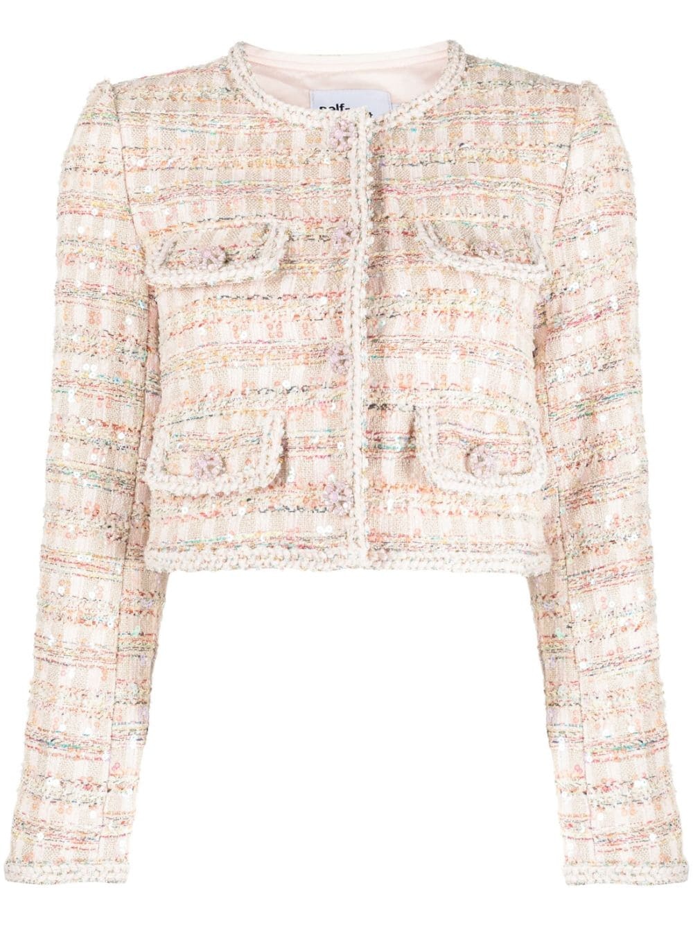 cropped bouclé jacket - 1