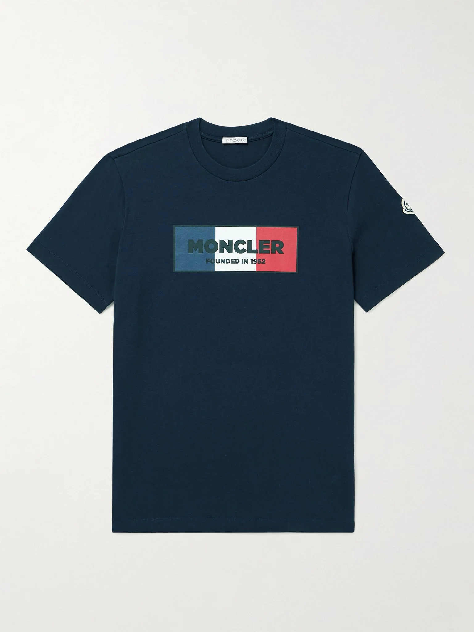 Slim-Fit Logo-Print Cotton-Jersey T-Shirt Navy - 1