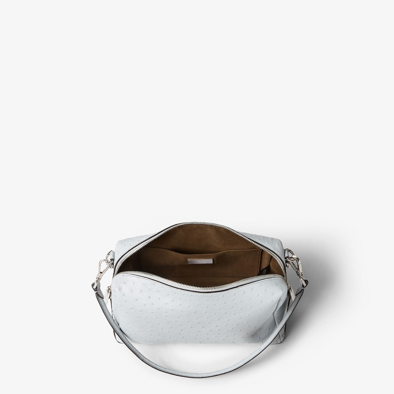 Fendi Lui Medium Pearl gray ostrich leather bag 4