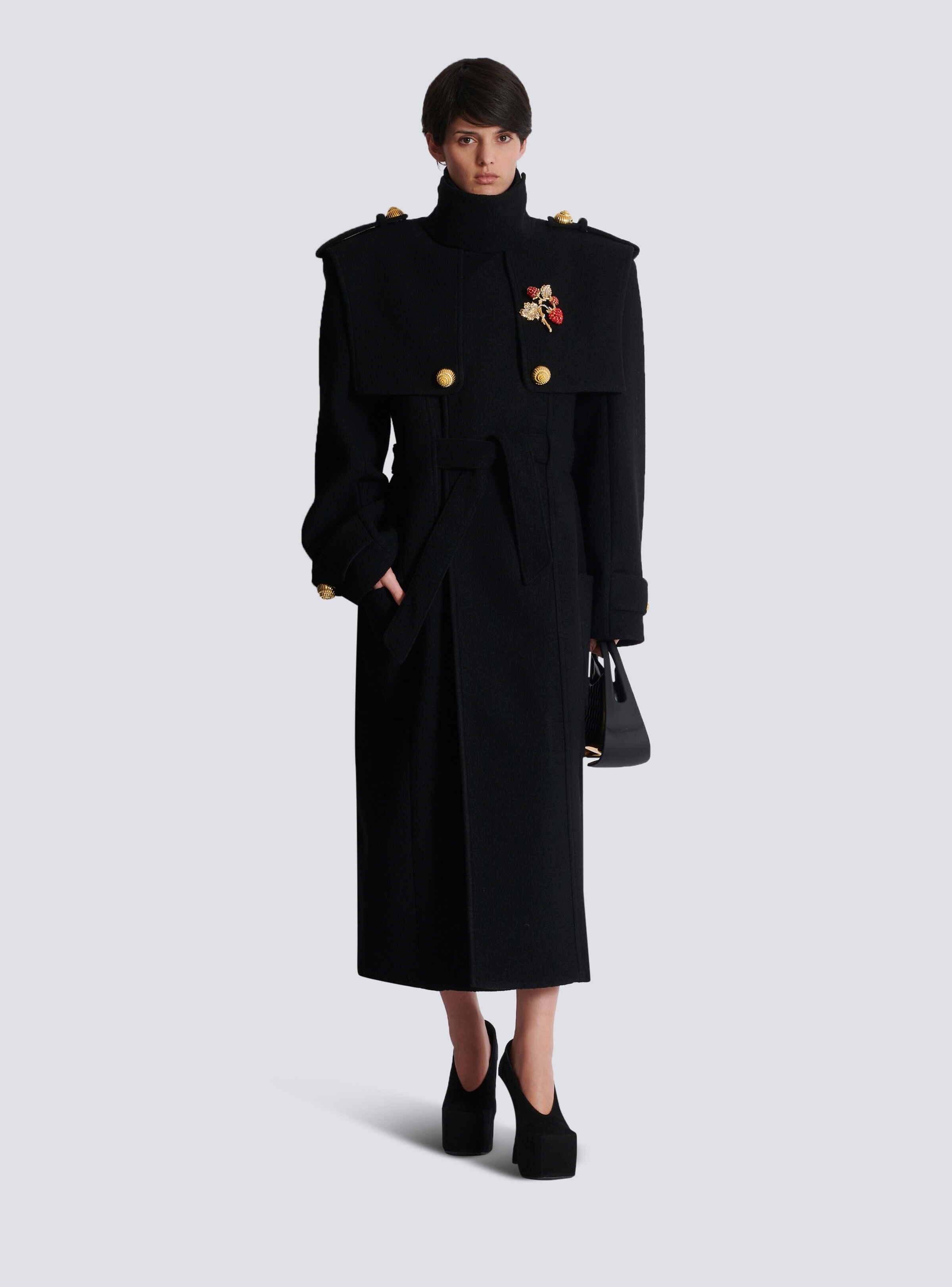 Wool button-down trench coat - 3