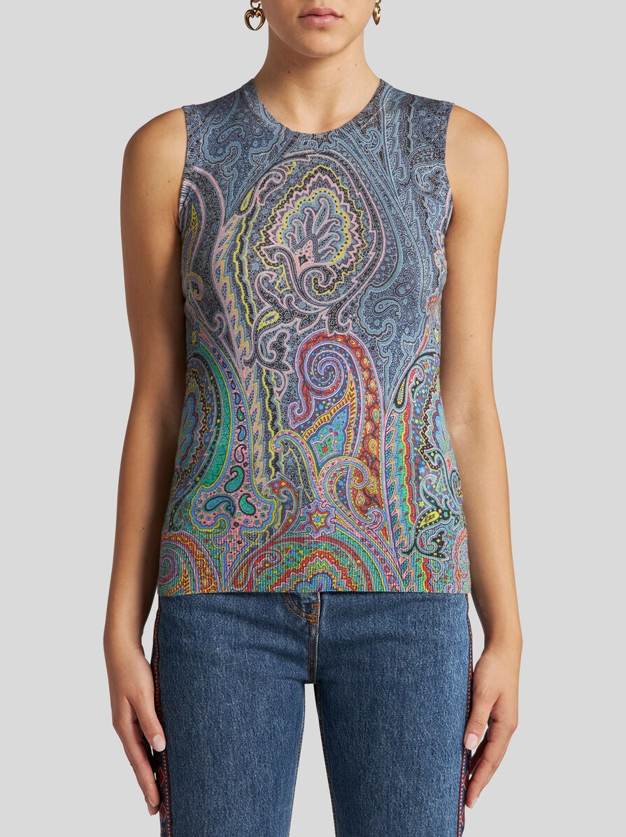 PAISLEY SILK AND CASHMERE TOP - 2