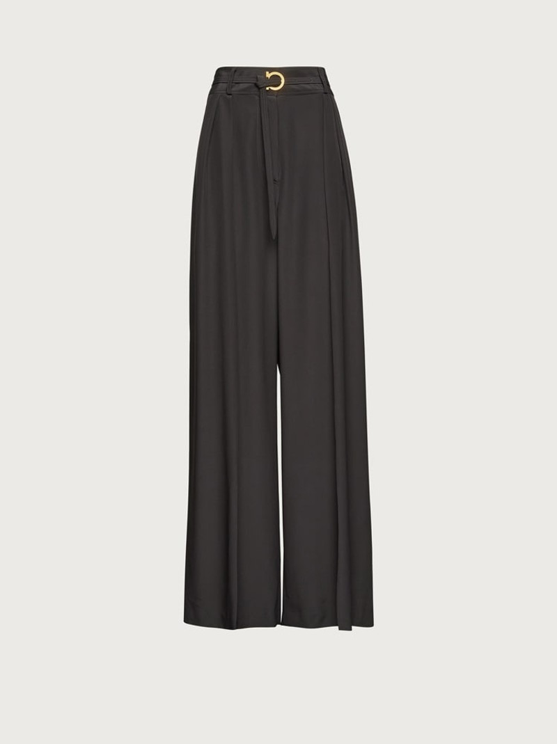 WIDE LEG SILK TROUSER - 1