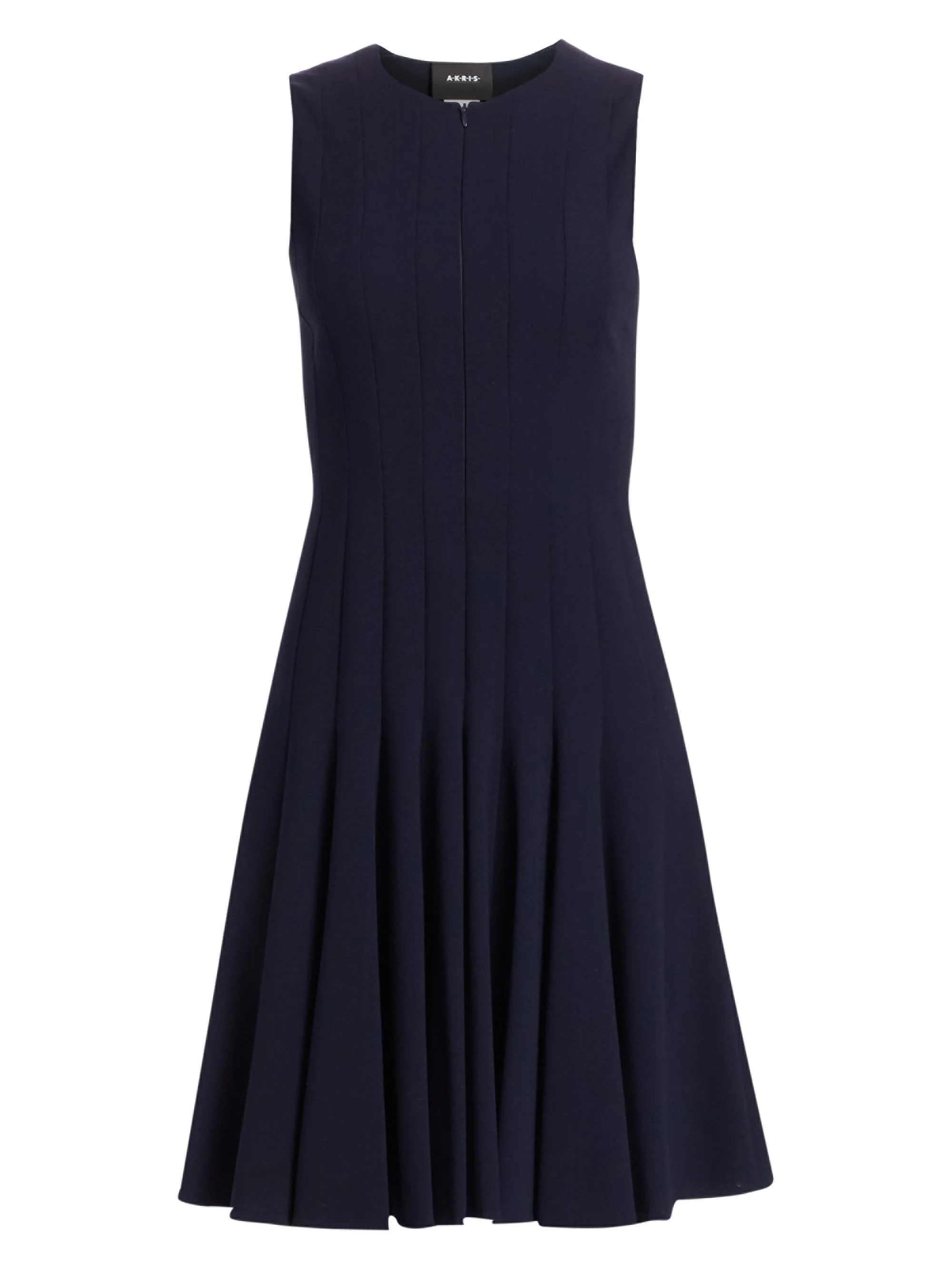 Women's Zipper-Accented Wool Dress - Navy - 1