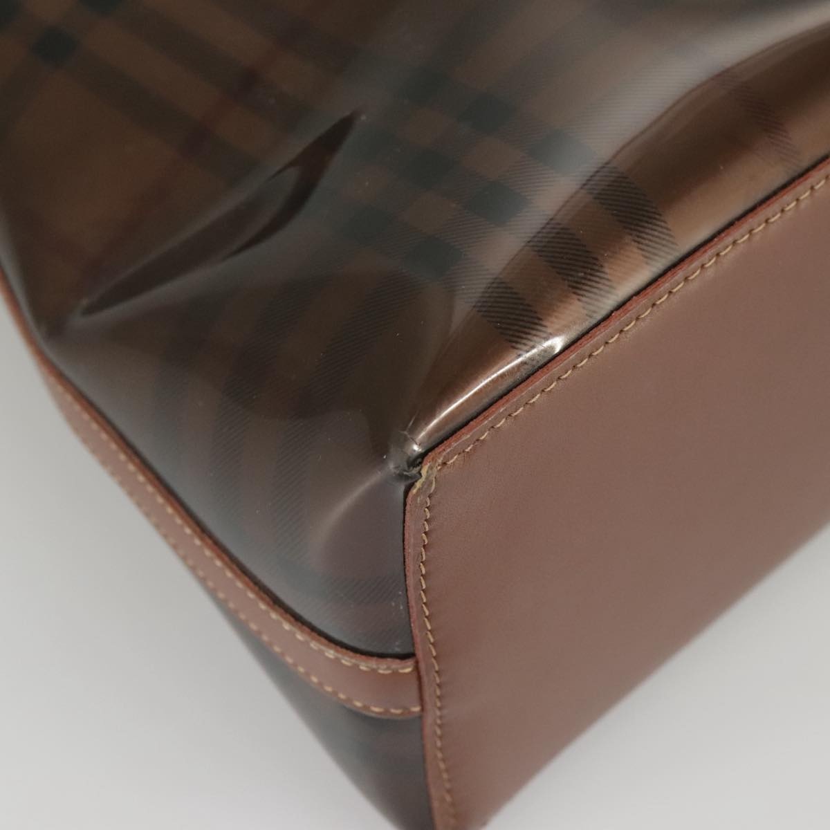 Burberry Nova Check Shoulder Bag Vinyl Leather Brown Gold - 9