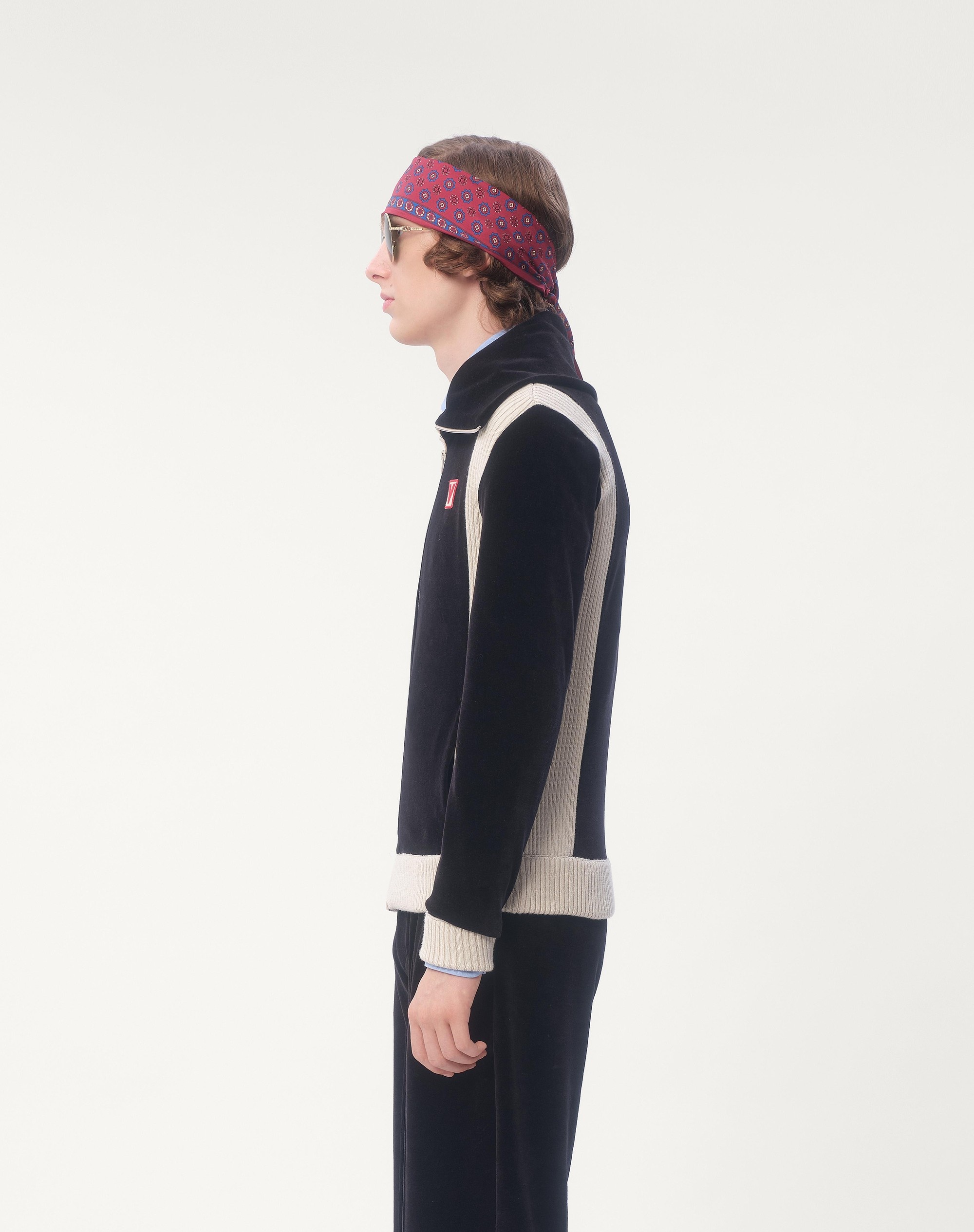 CHEZ VALENTINO TURTLENECK CHENILLE SWEATSHIRT WITH ZIPPER AND PATCH - 6