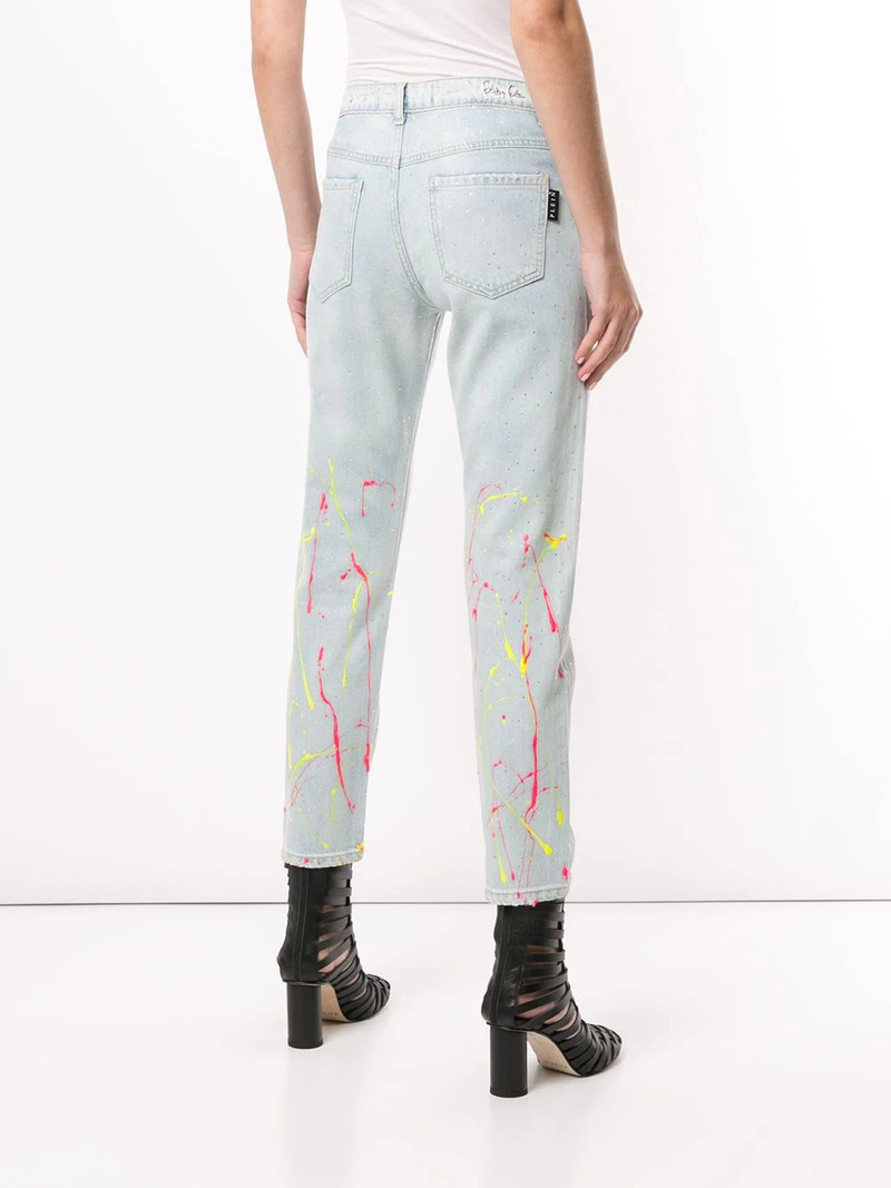 high-rise cropped paint print jeans 4