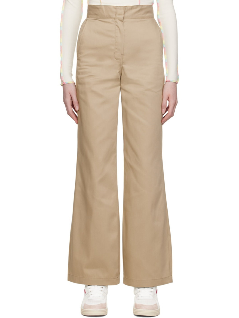 Beige Reversed Waistband Trousers 1