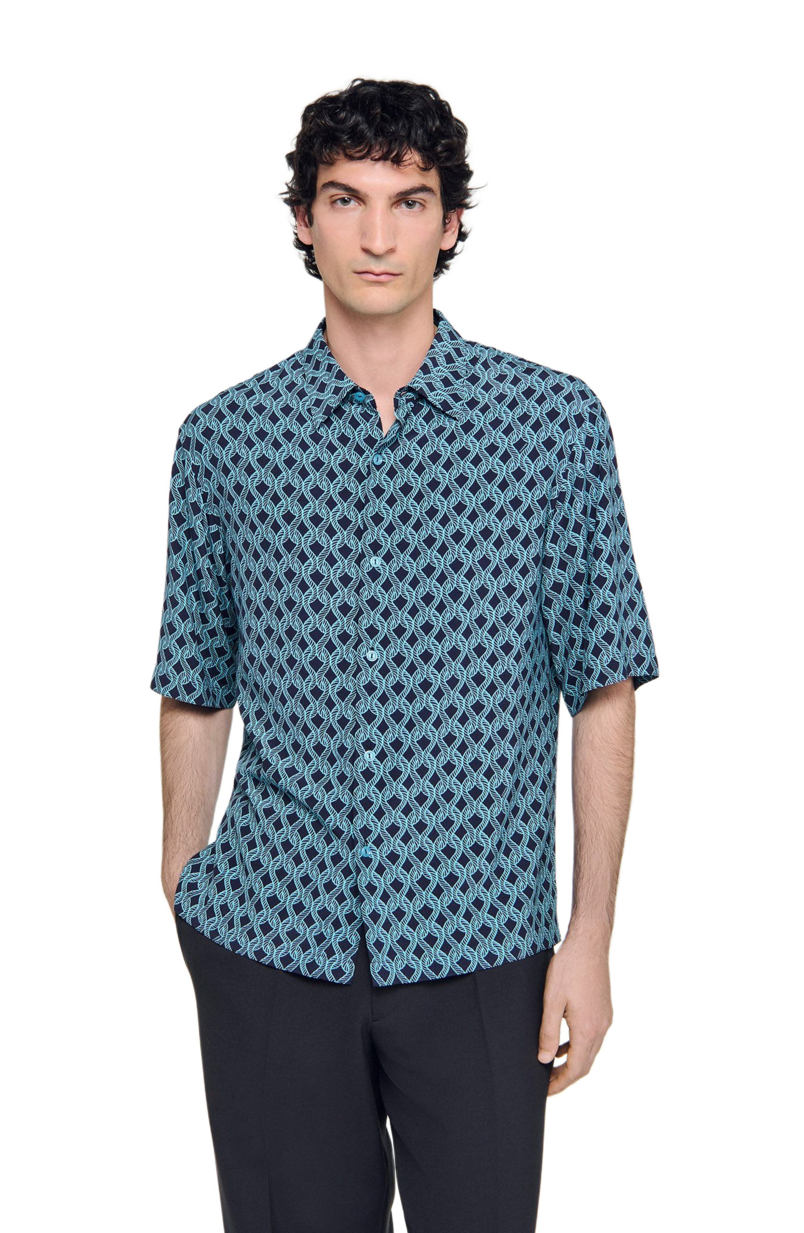 SANDRO Rope print shirt in Navy Blue at Nordstrom - 3