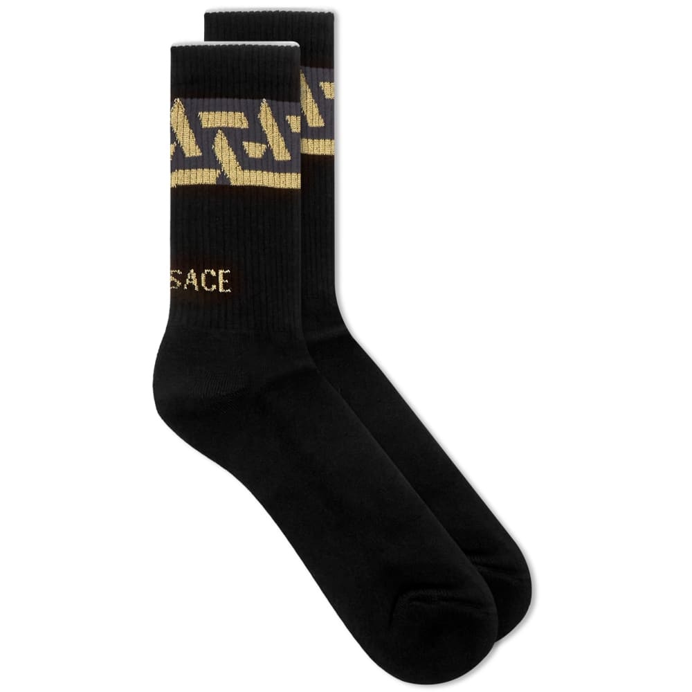 Versace Geometric Greek Band Sport Sock - 1