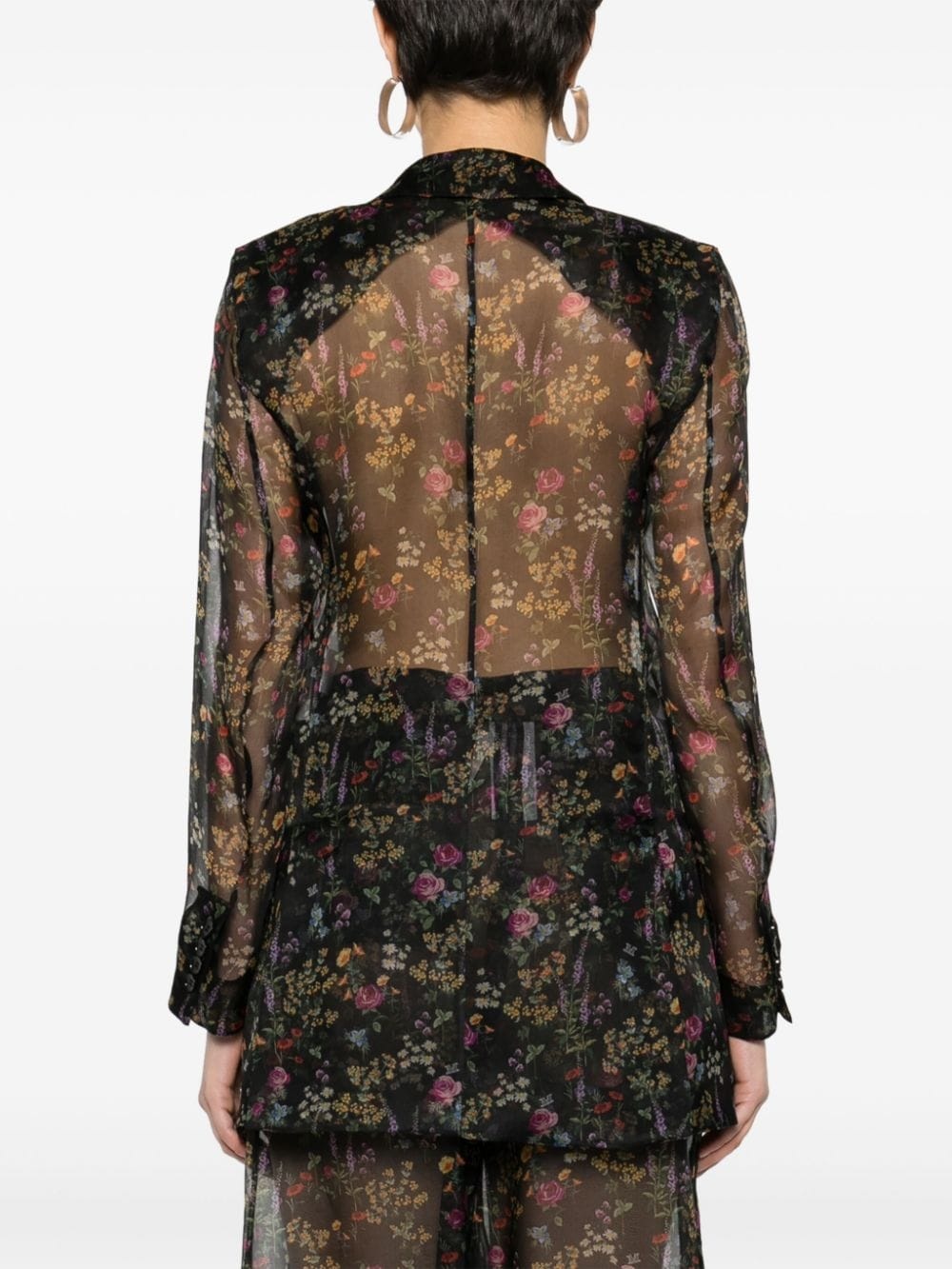 Jabot floral-print silk blazer - 4