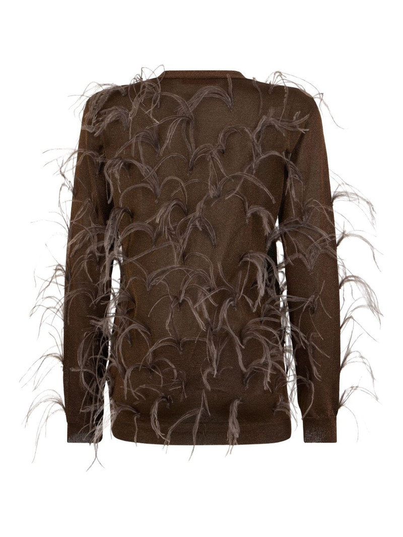 Valentino feather-embellished cardigan outlook