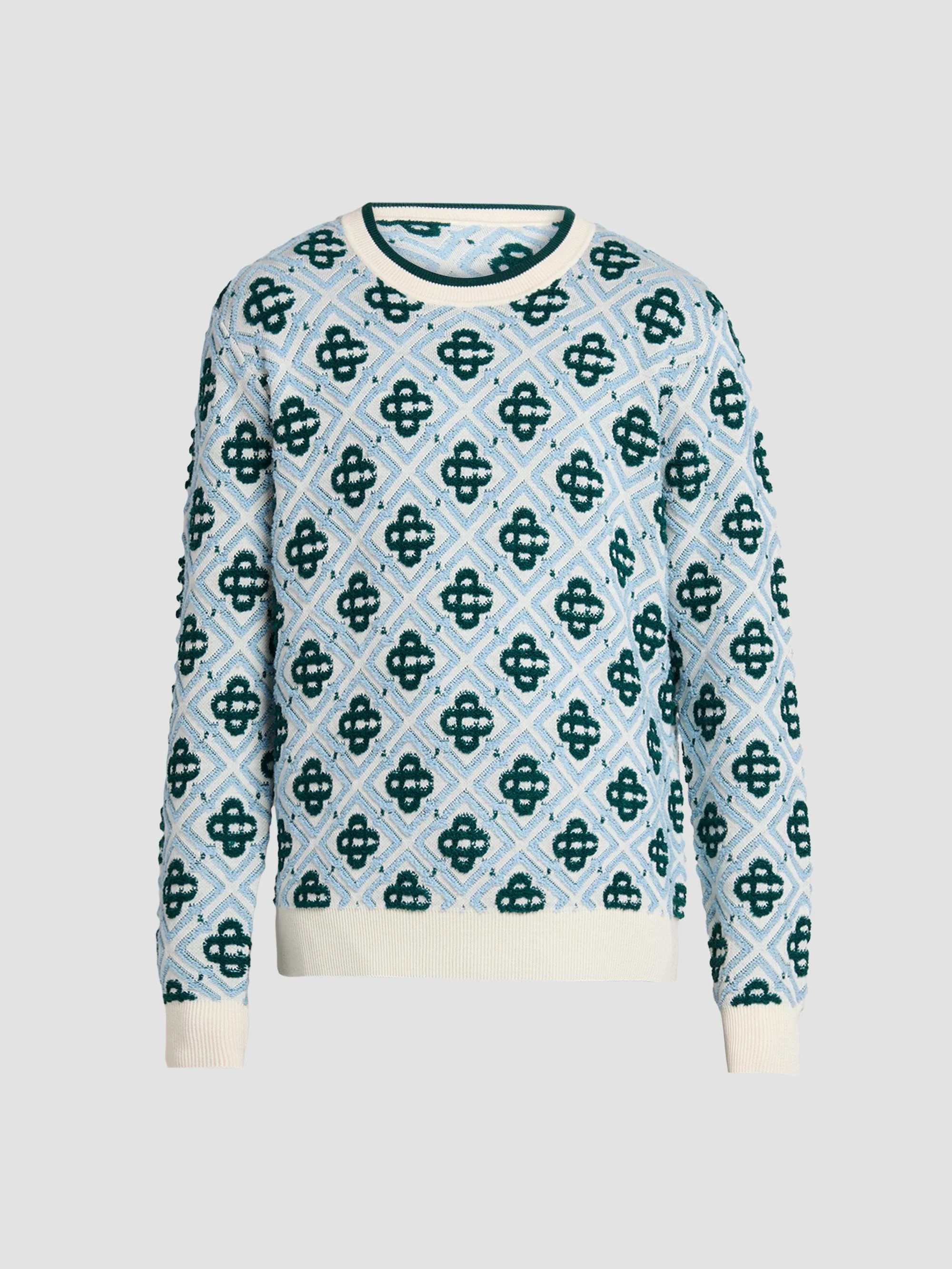Men's Monogram Wool Crewneck Sweater - Green - 1