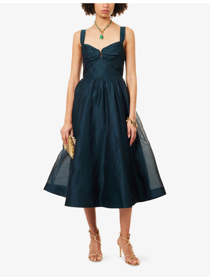 Zimmermann Rebellion Drape Linen And Silk Midi Dress outlook