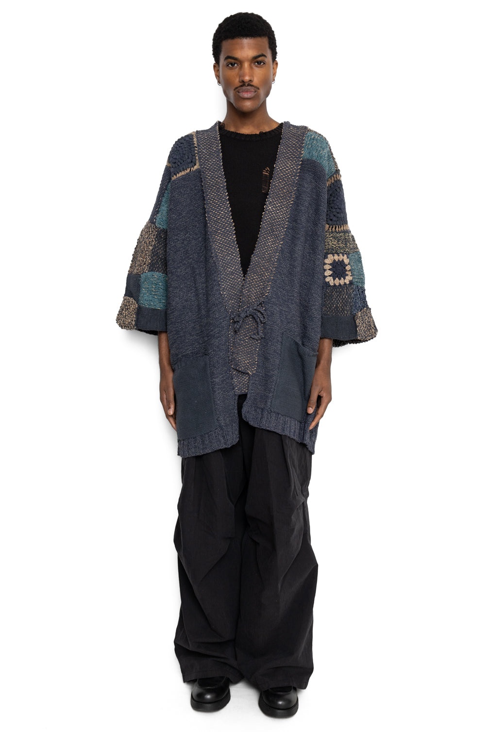 3G Hand Knit SPRING TUGIHAGI KESA Cardigan - Charcoal - 2