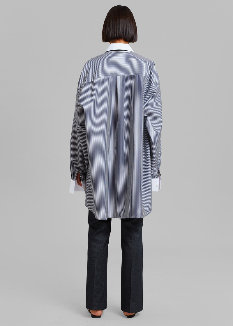 Jany Tie-Neck Shirt - Black Stripe 9