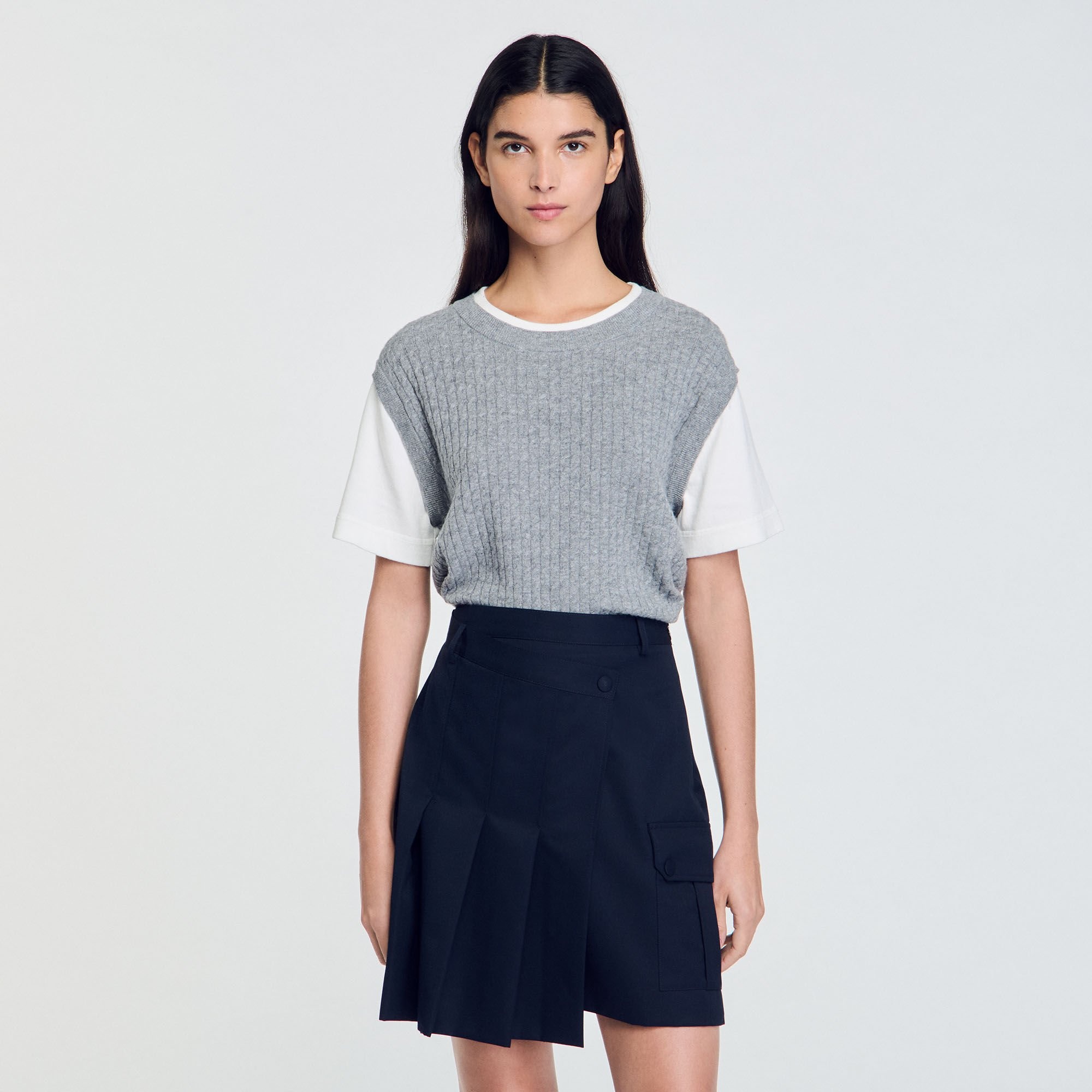 DUAL-MATERIAL KNIT JUMPER - 5