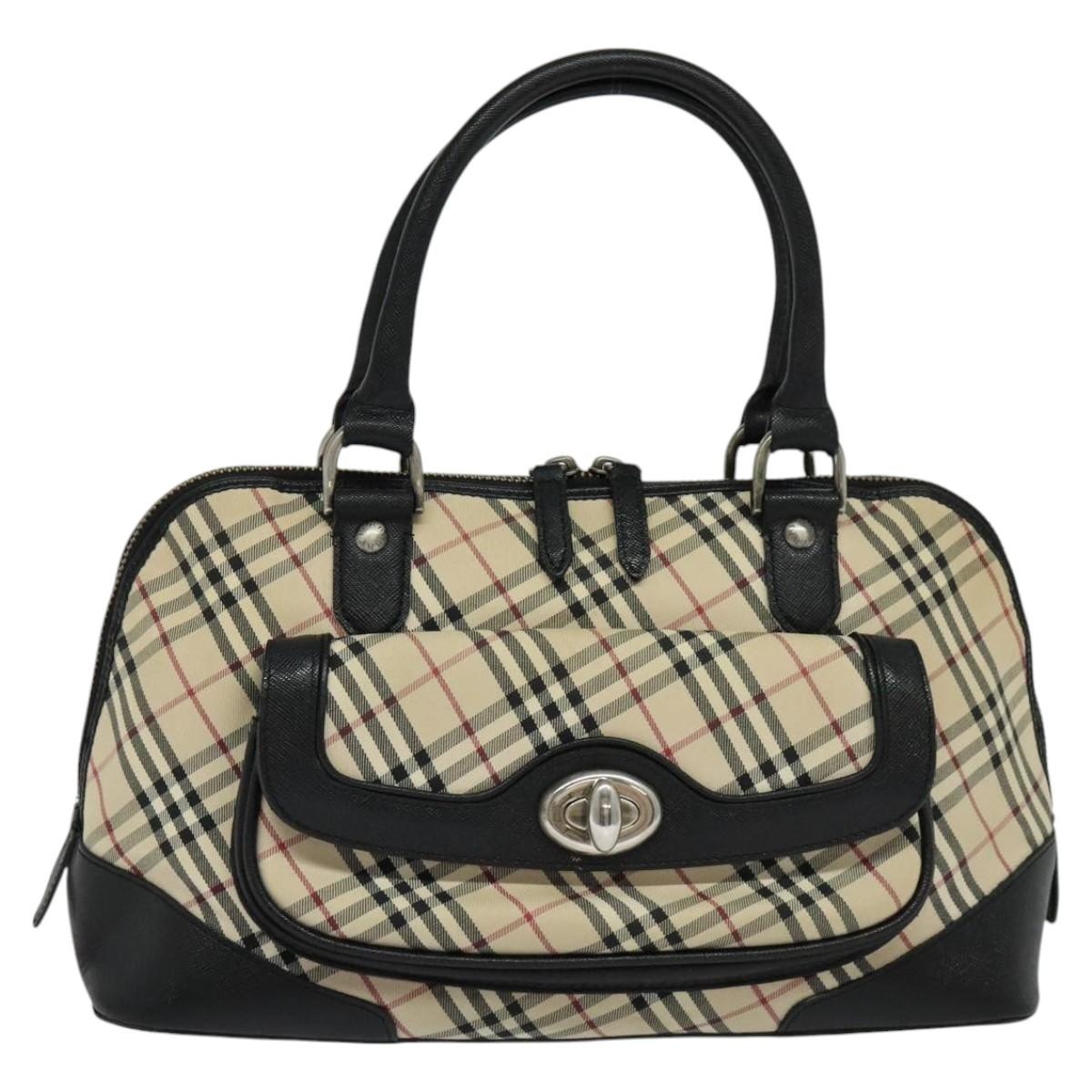 Burberry Nova Check Hand Bag Canvas Beige Black - 13