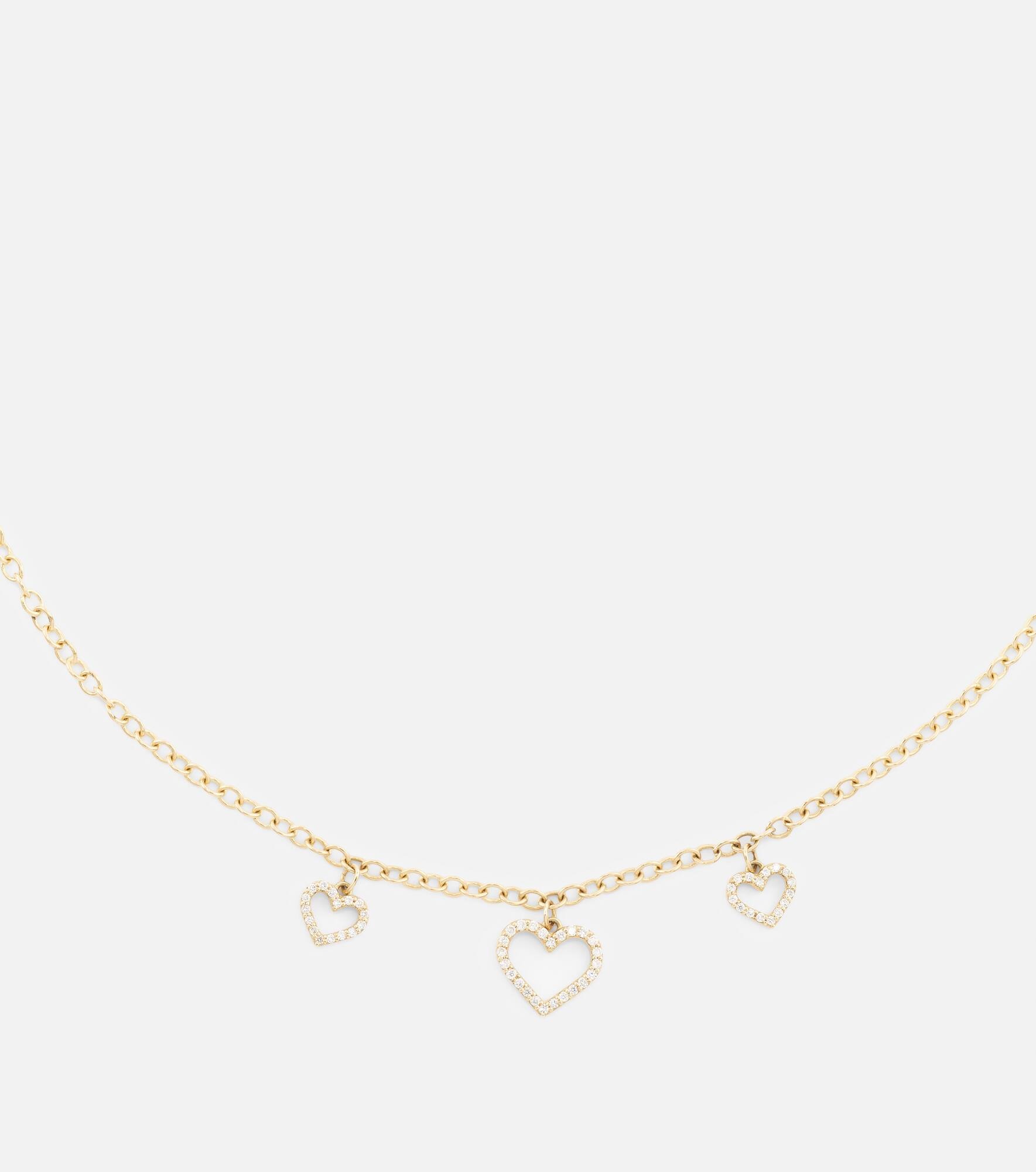 Three Hearts 14kt gold necklace with diamonds - 6